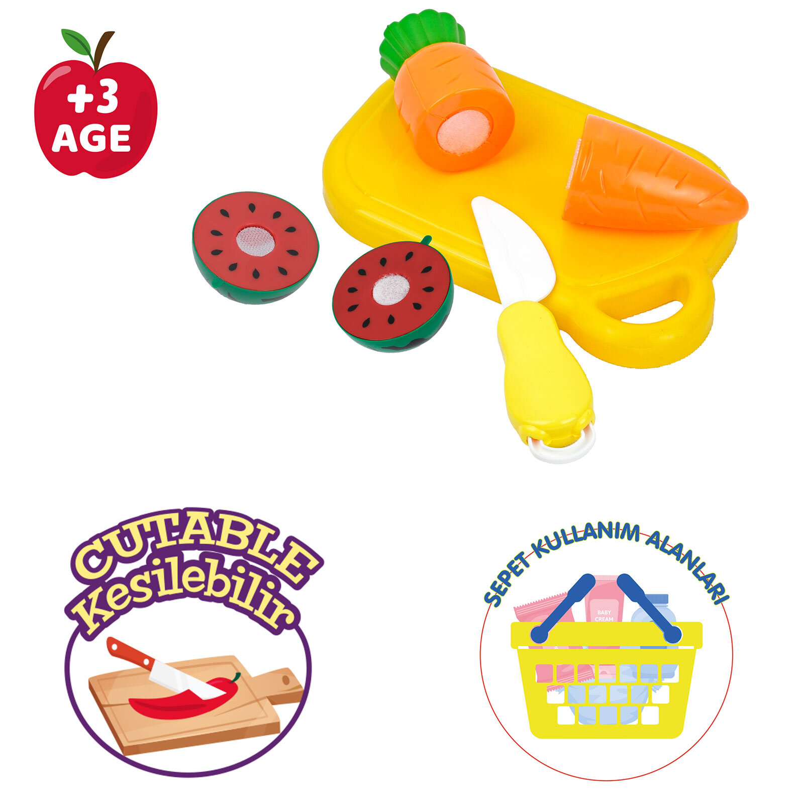 Sepetli Kesilebilen Meyve ve Sebze Seti 42 Parça