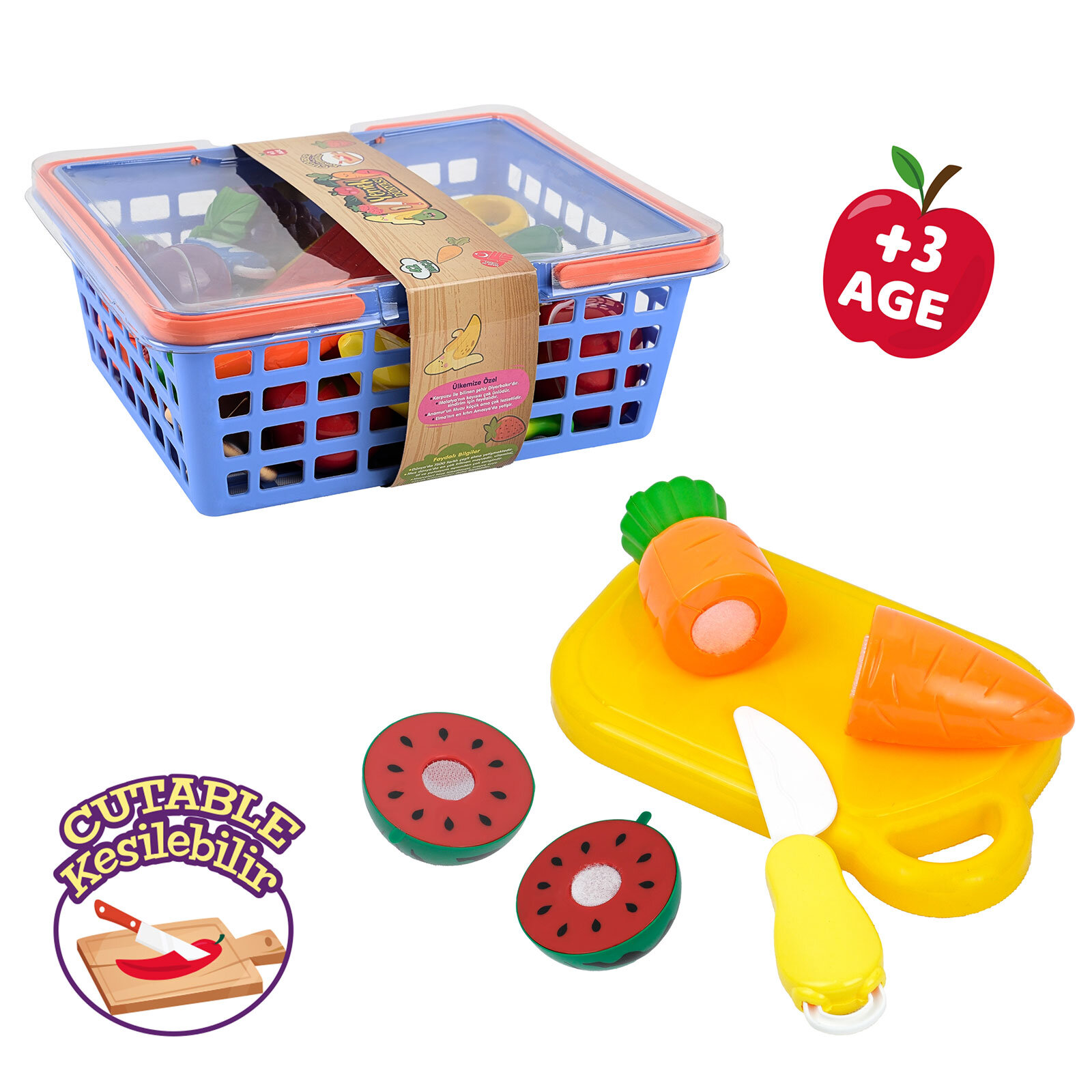Sepetli Kesilebilen Meyve ve Sebze Seti 42 Parça