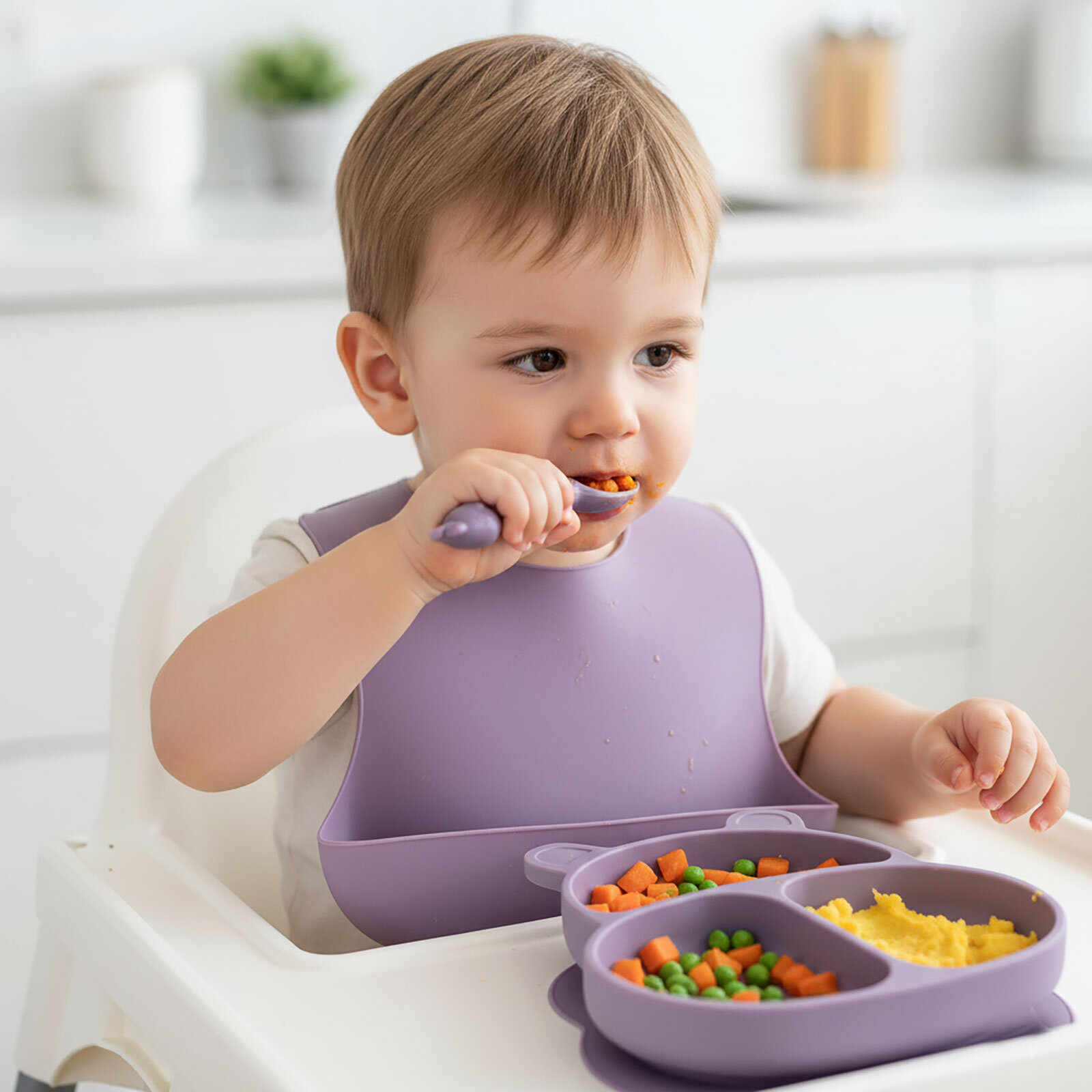 Silikon Beslenme Seti 3'lü Lila