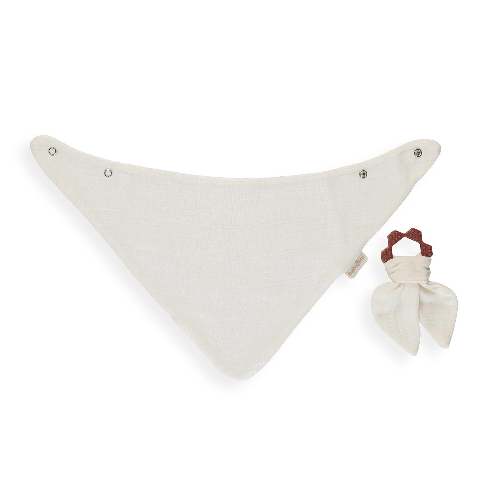 Silikon Diş Kaşıyıcılı Bürümcük Müslin Önlük Ekru