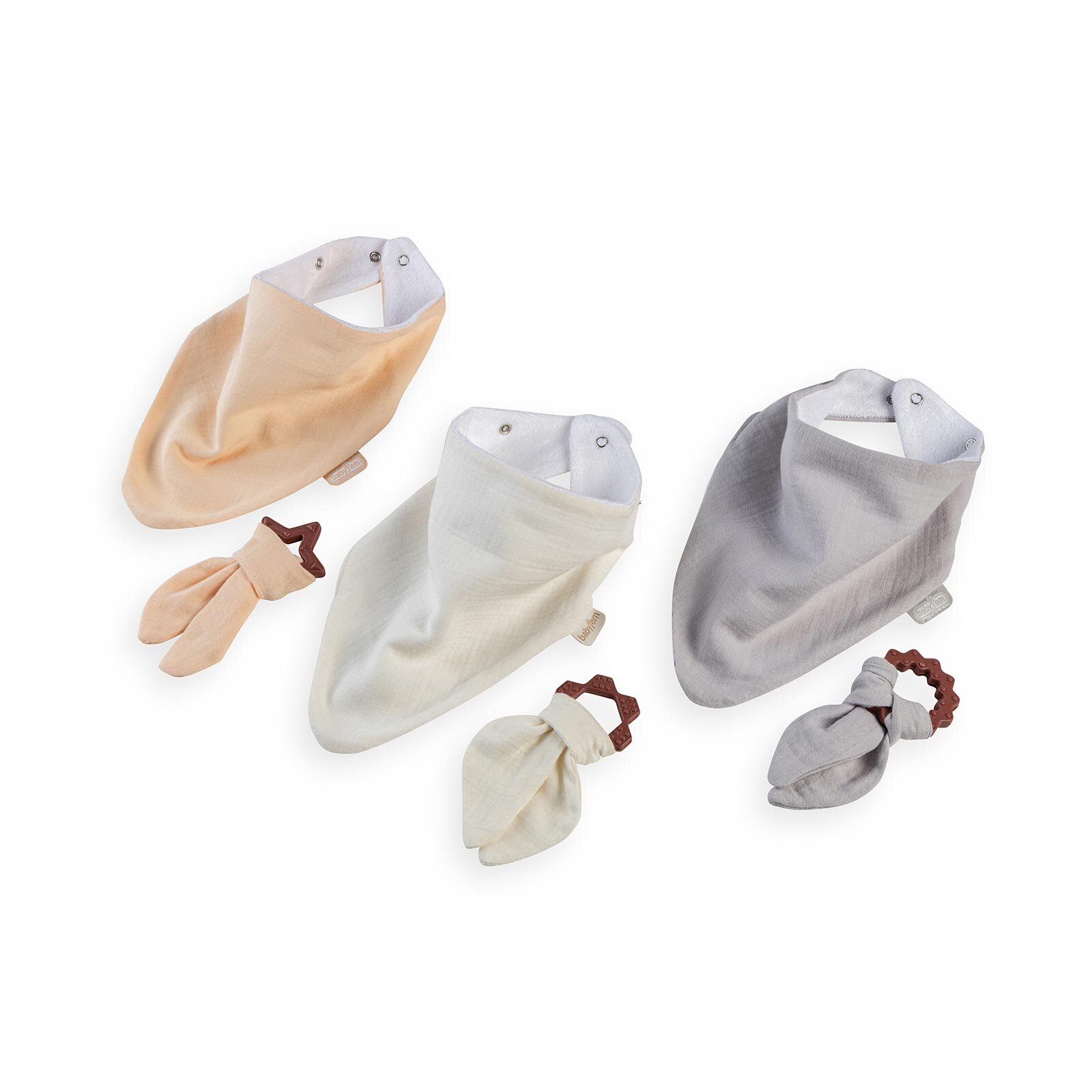 Silikon Diş Kaşıyıcılı Bürümcük Müslin Önlük Somon