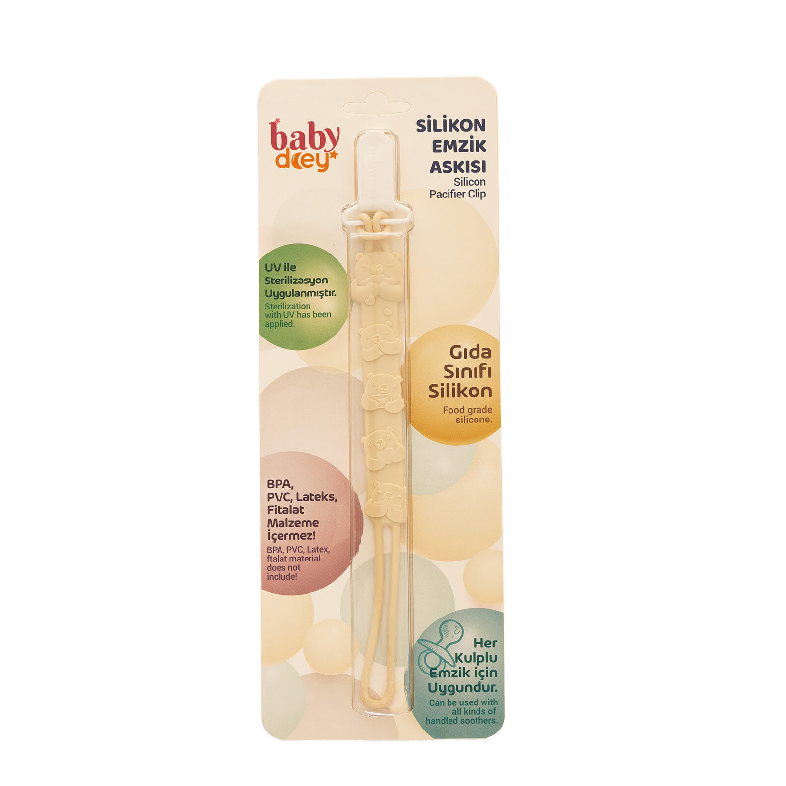 Silikon Emzik Askısı-Krem Silikon Emzik Askısı-Krem