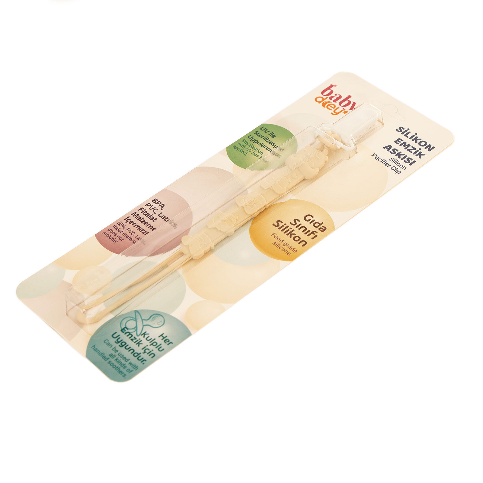 Silikon Emzik Askısı-Krem Silikon Emzik Askısı-Krem