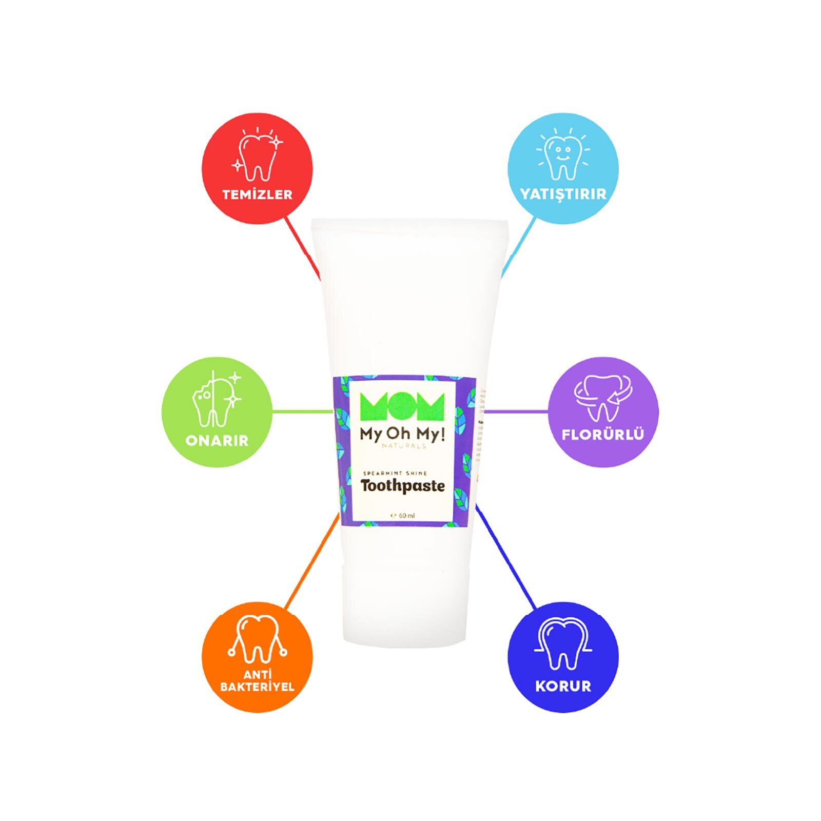 Spearmint Shine | Organik Tatlı Nane Uçucu Yağlı Florürlü Çocuk Diş Macunu