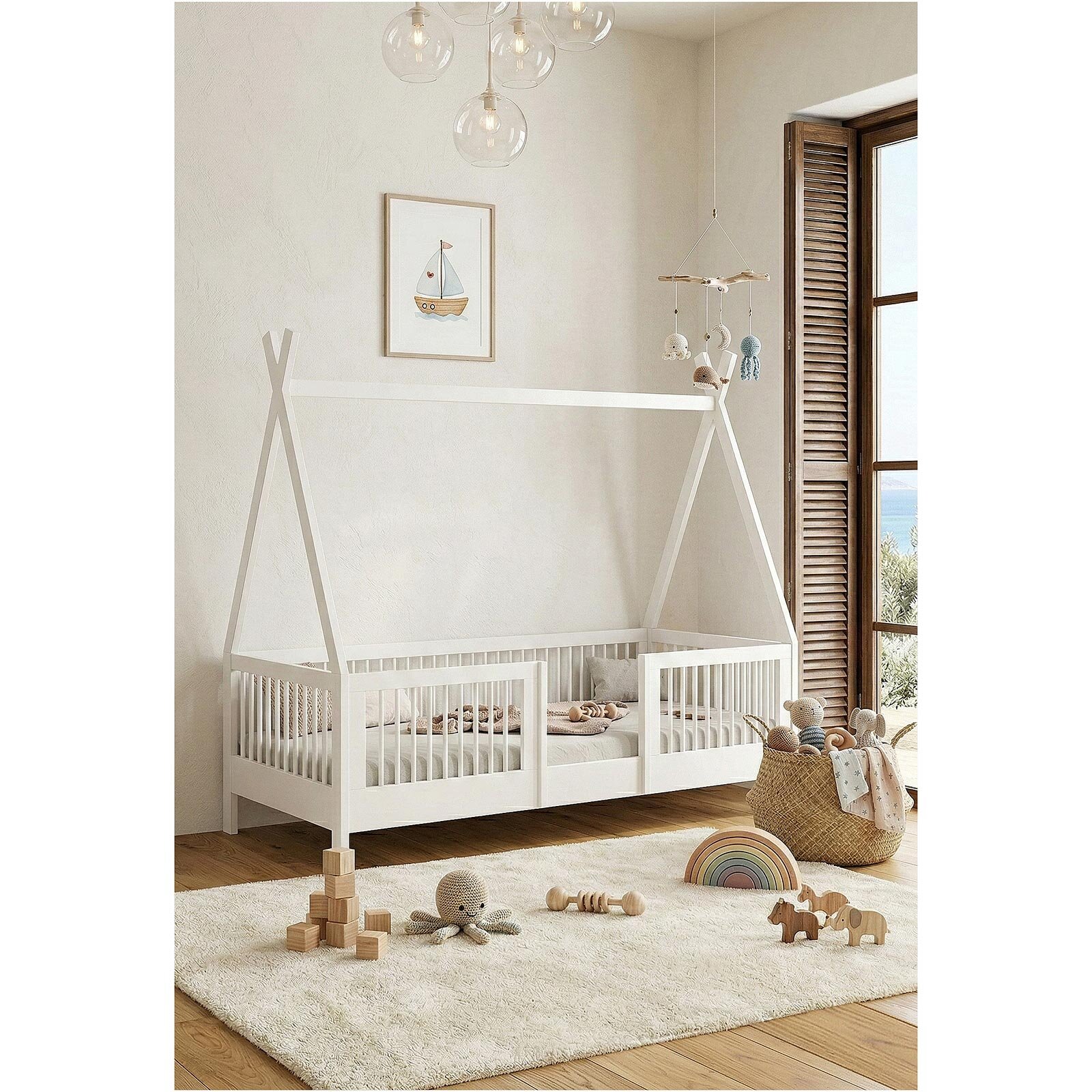 Star Montessori Karyola Beyaz 90x190