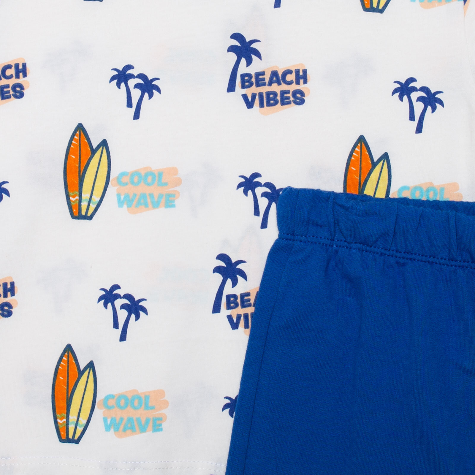 Erkek Bebek Summer Vibes Tshirt-Şort Bisiklet Yaka Kısa Kol Reçme Paça