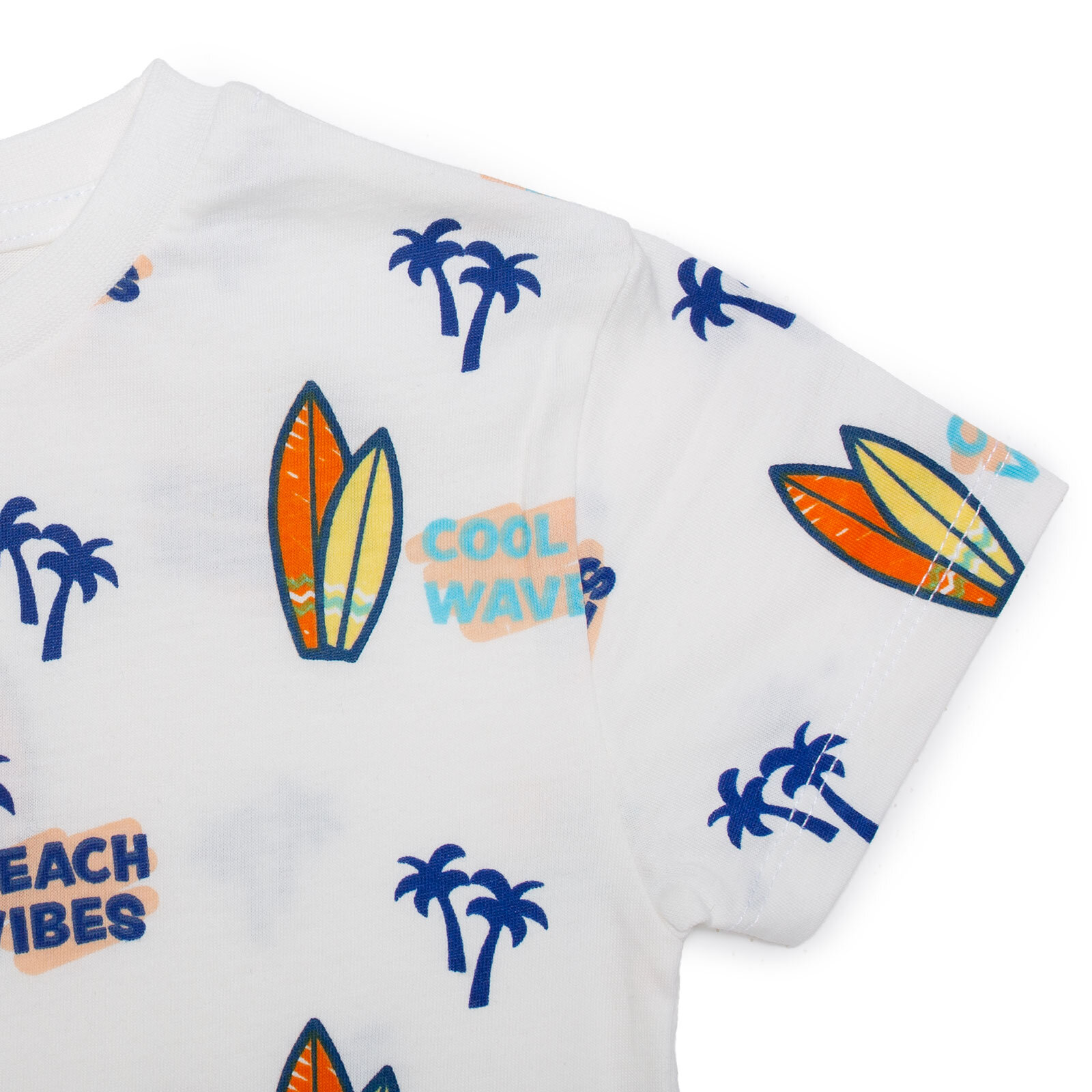 Erkek Bebek Summer Vibes Tshirt-Şort Bisiklet Yaka Kısa Kol Reçme Paça