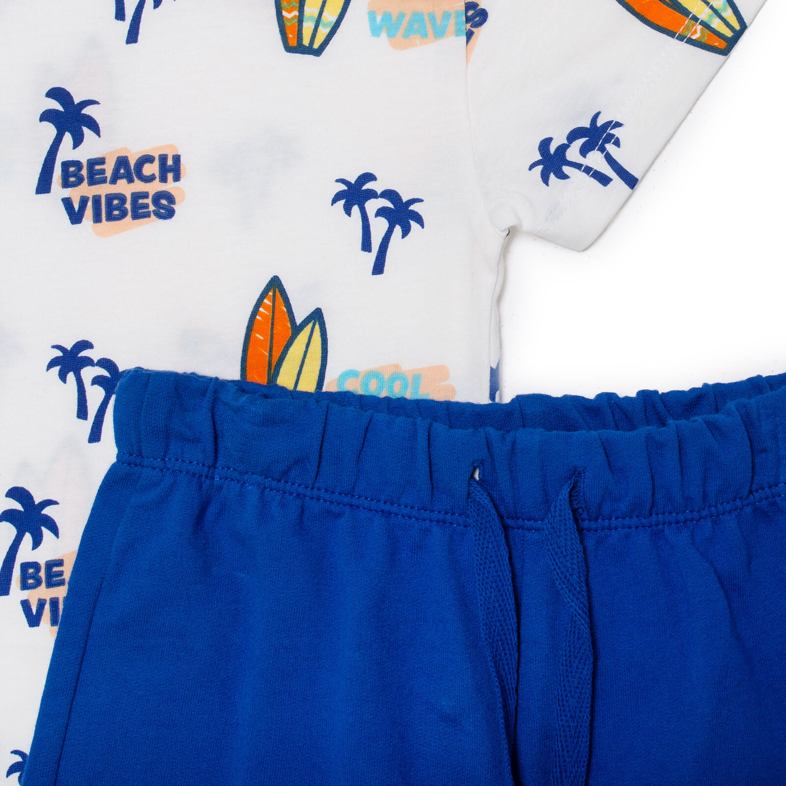 Erkek Bebek Summer Vibes Tshirt-Şort Bisiklet Yaka Kısa Kol Reçme Paça