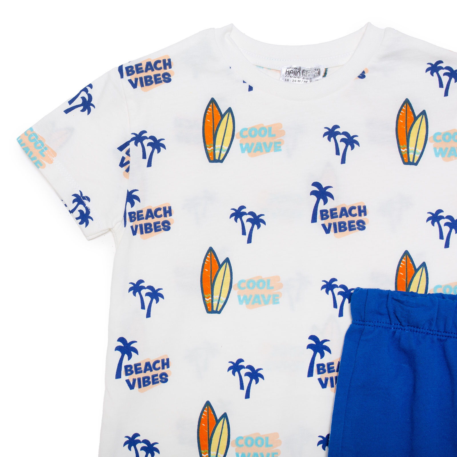 Erkek Bebek Summer Vibes Tshirt-Şort Bisiklet Yaka Kısa Kol Reçme Paça