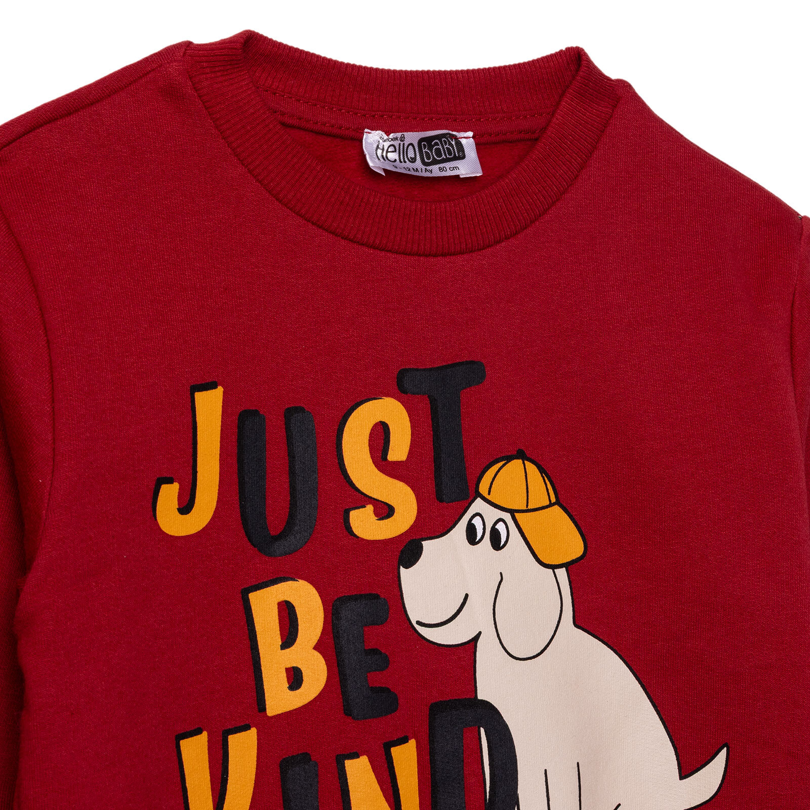 Erkek Bebek Sweatshirt Şardonlu İki İplik Bisiklet Yaka Uzun Kol