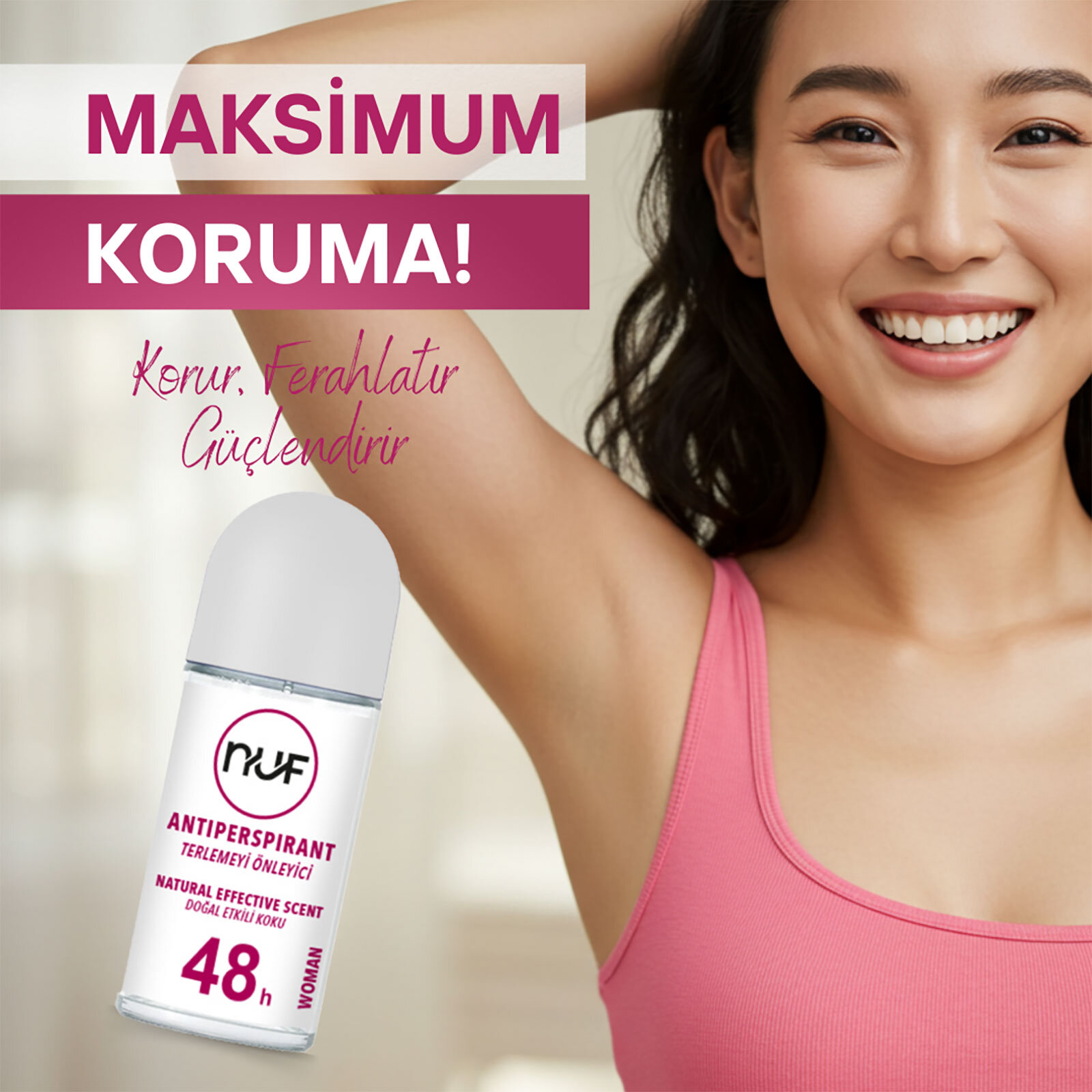 Terleme Önleyici, Doğal Etkili Koku Kadın Rollon 50 mL