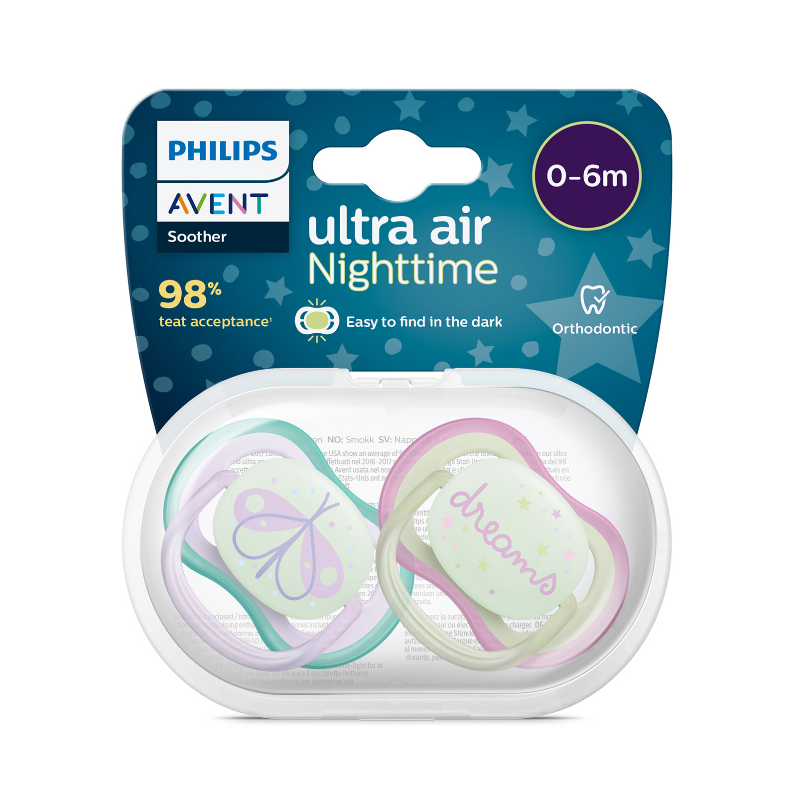 Ultra Air Gece Emziği 0-6 Ay, 2'li Paket, Kız Ultra Air Gece Emziği 0-6 Ay, 2'li Paket, Kız