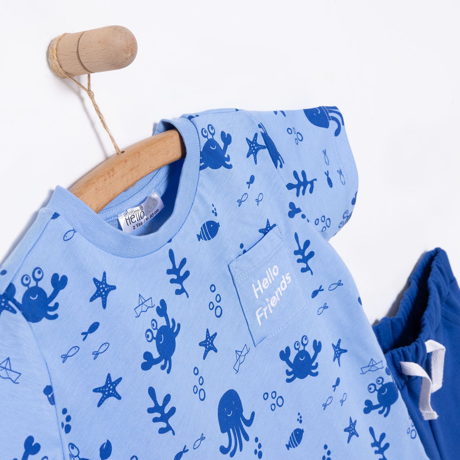 Under the Sea Deniz Kabuğu Baskılı Erkek Tshirt-Şort Erkek Bebek