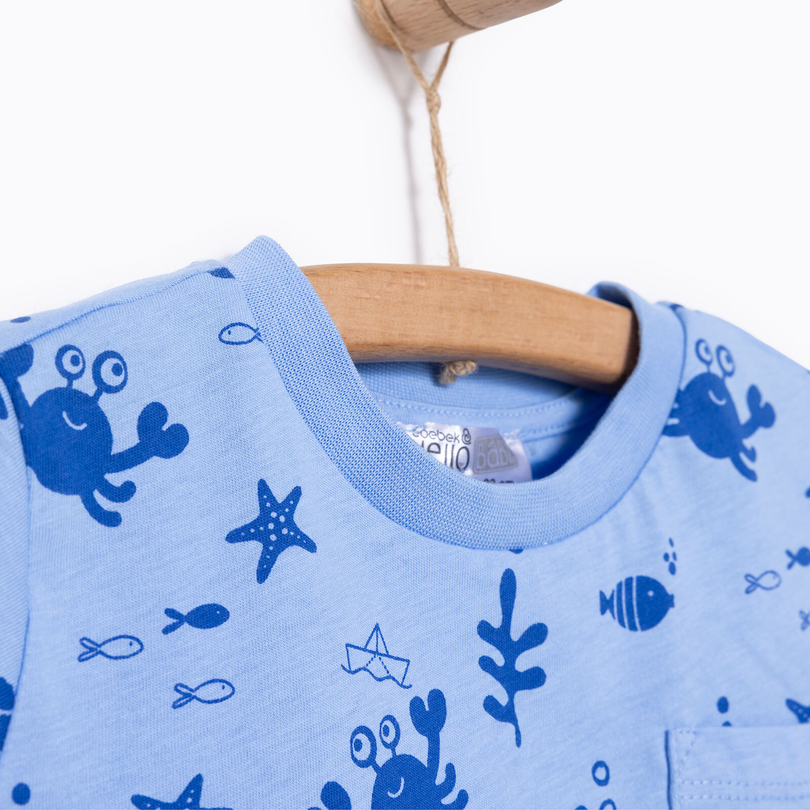 Under the Sea Deniz Kabuğu Baskılı Erkek Tshirt-Şort Erkek Bebek