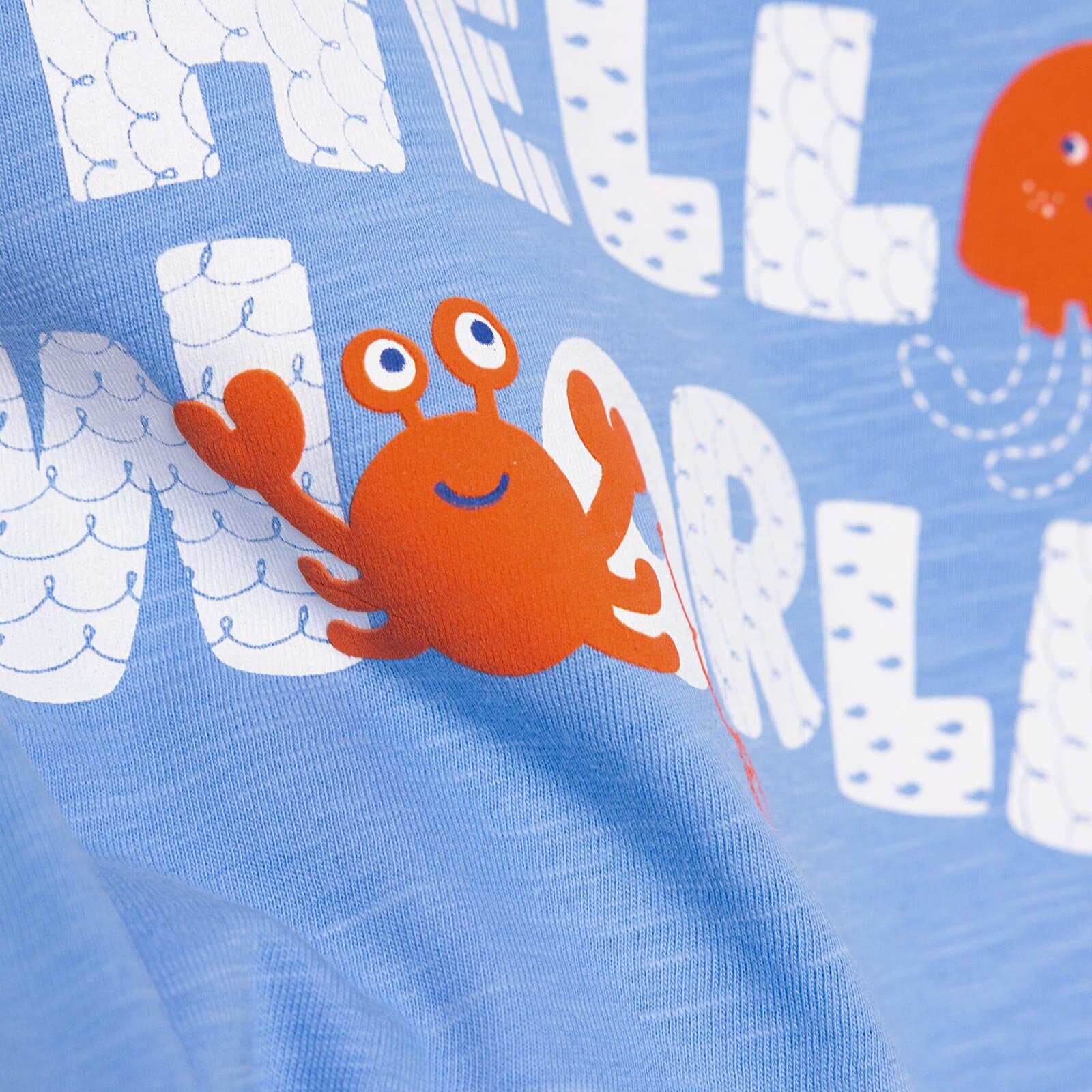 Under the Sea Wave Hello Yazı Baskılı Erkek Tshirt Erkek Bebek