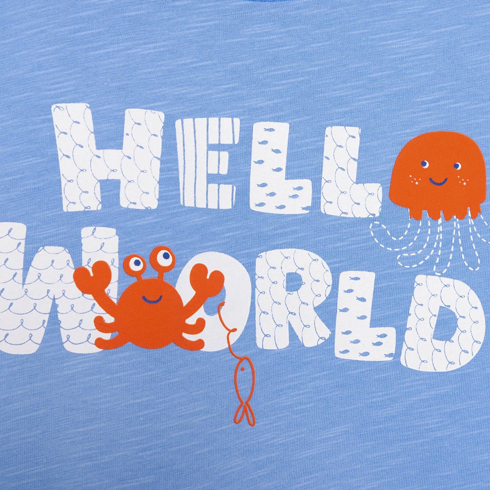 Under the Sea Wave Hello Yazı Baskılı Erkek Tshirt Erkek Bebek