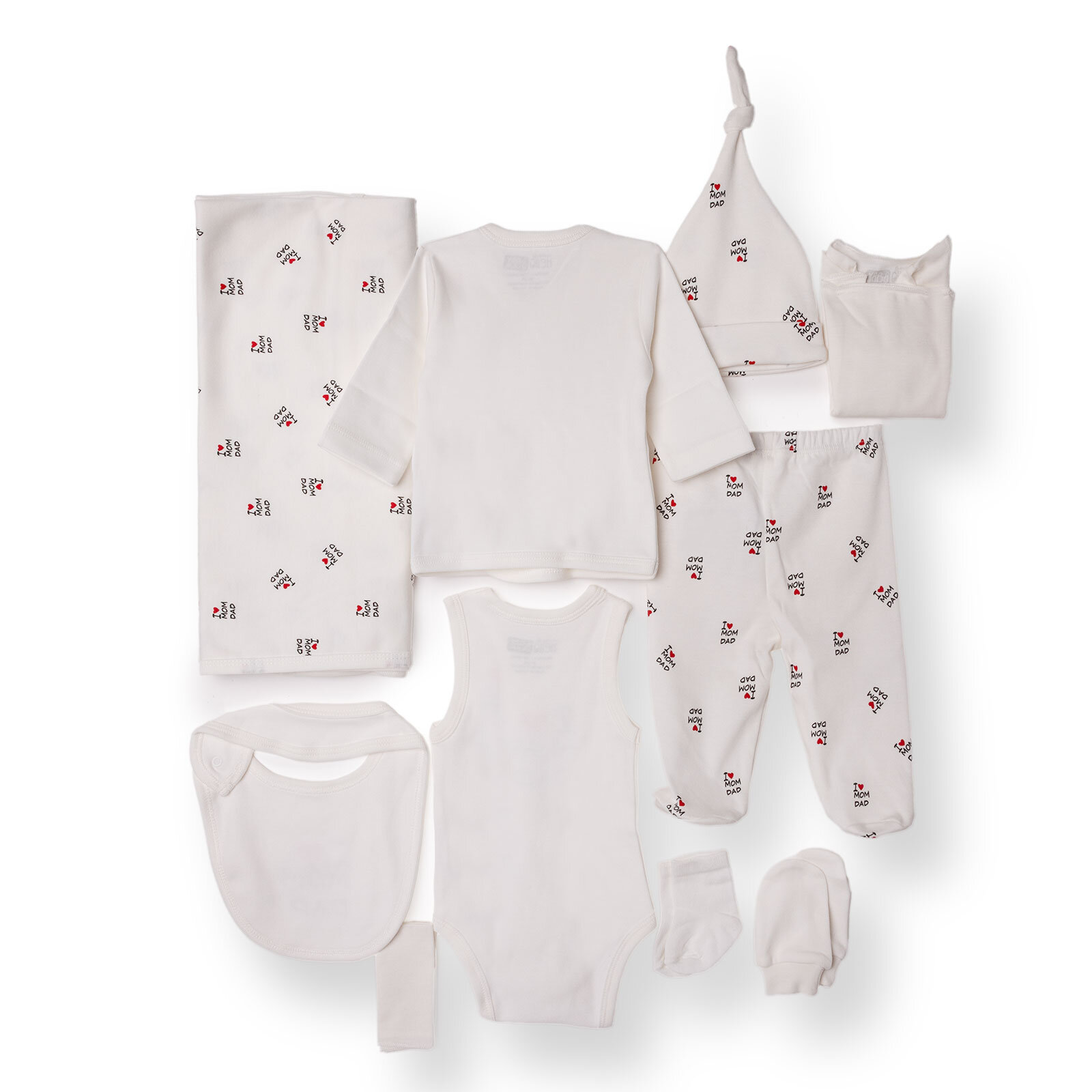 Unisex 10lu Hastane Çıkışı İnterlok V Yaka Uzun Kol Patikli Paça