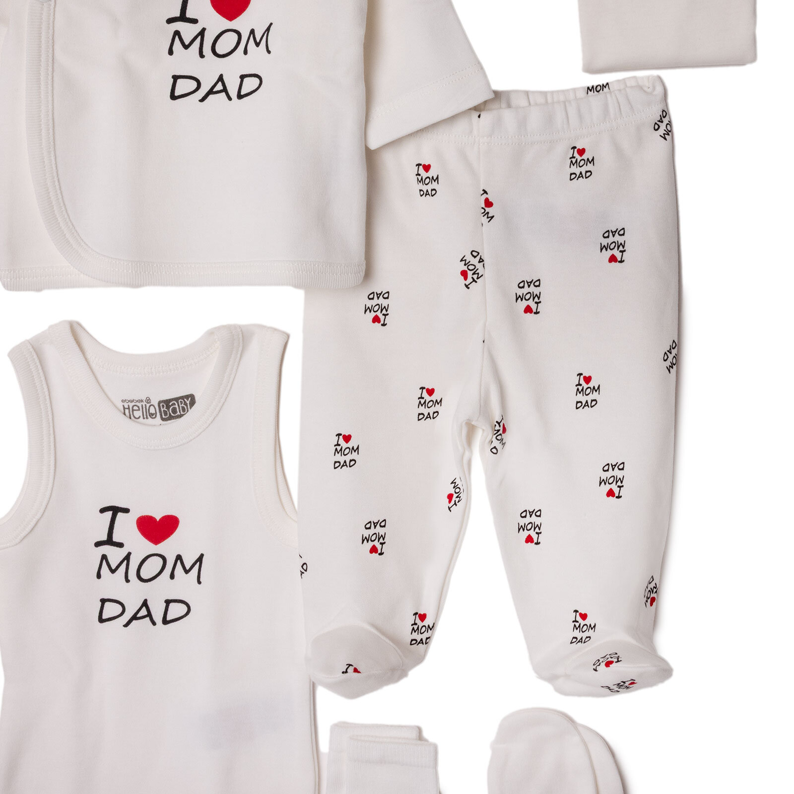 Unisex 10lu Hastane Çıkışı İnterlok V Yaka Uzun Kol Patikli Paça