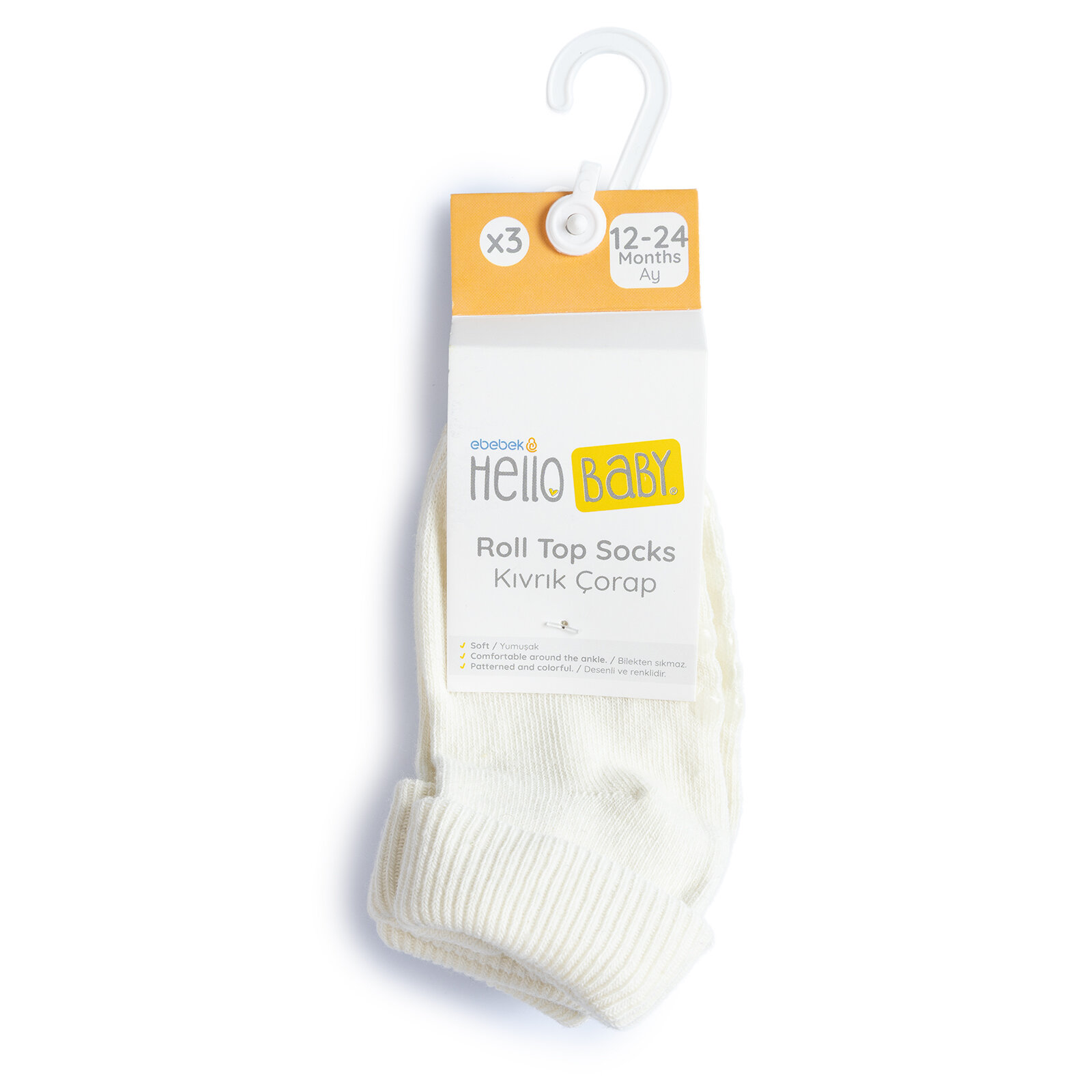 Unisex 3lü Kıvrık Çorap