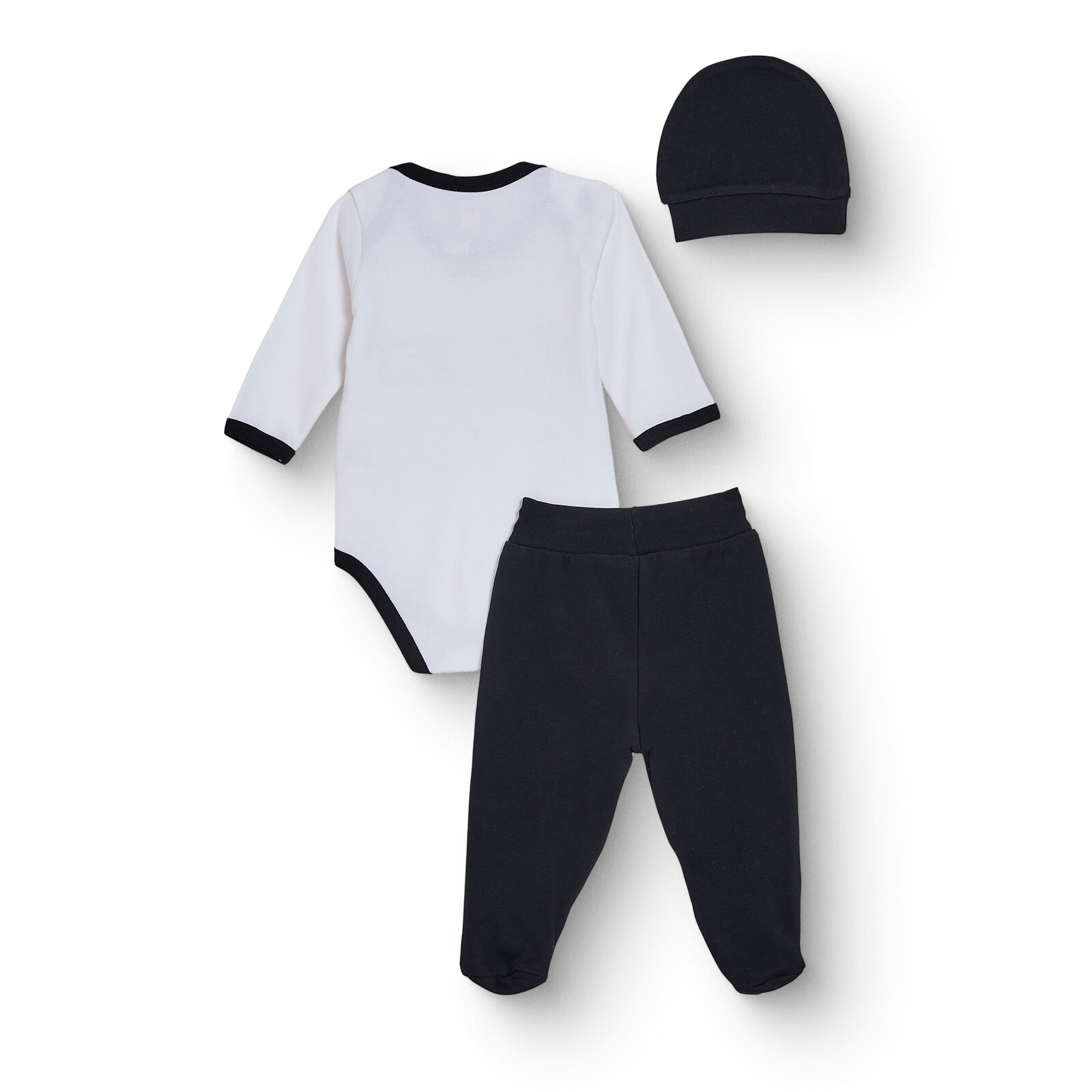 Unisex Yenidoğan Body-Patikli Alt-Şapka Bisiklet Yaka Uzun Kol Patikli Paça