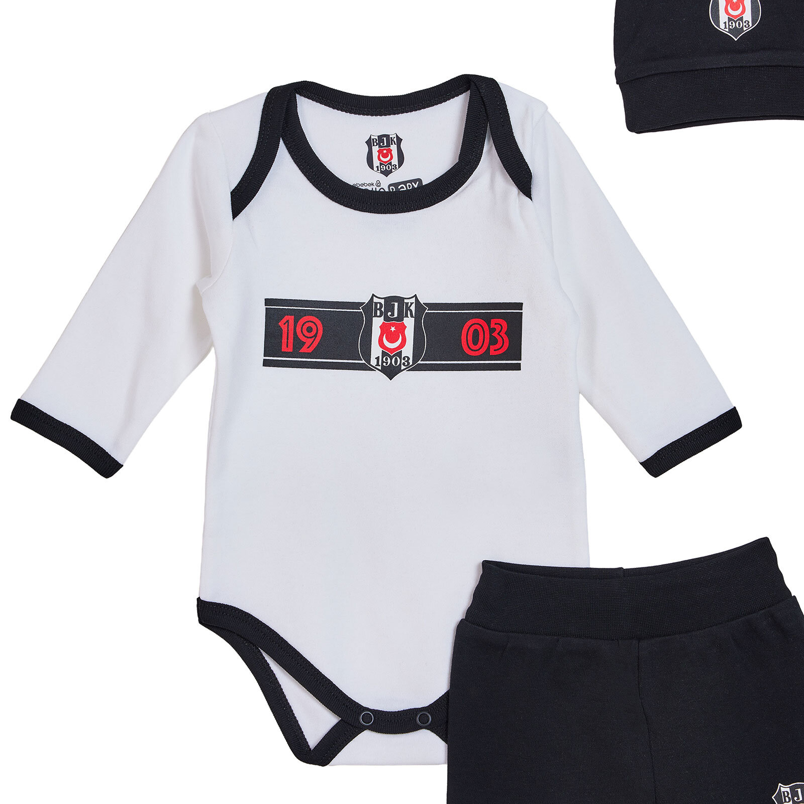 Unisex Yenidoğan Body-Patikli Alt-Şapka Bisiklet Yaka Uzun Kol Patikli Paça