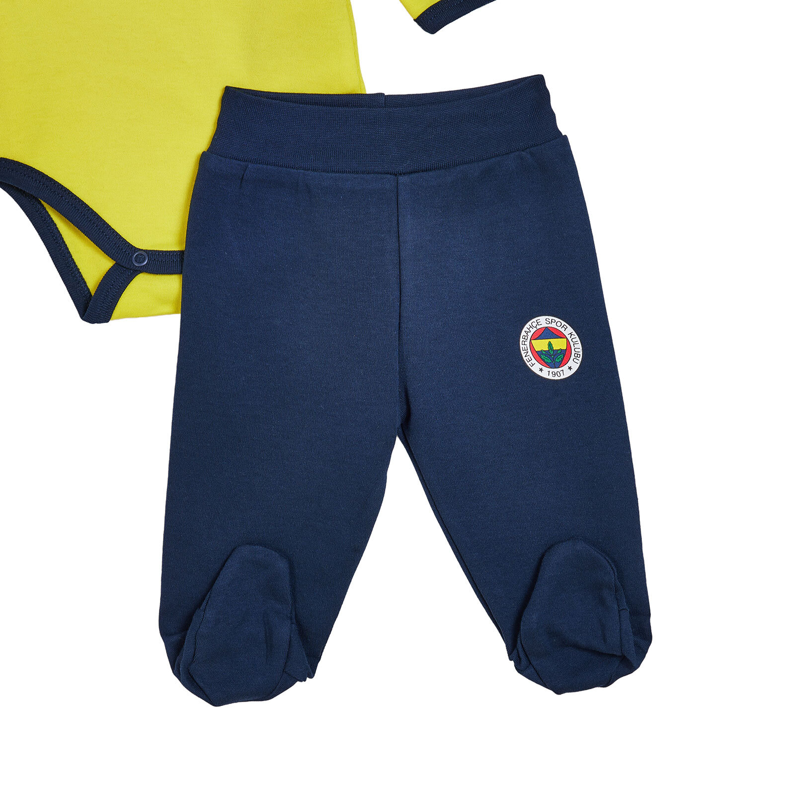 Unisex Yenidoğan Body-Patikli Alt-Şapka Bisiklet Yaka Uzun Kol Patikli Paça