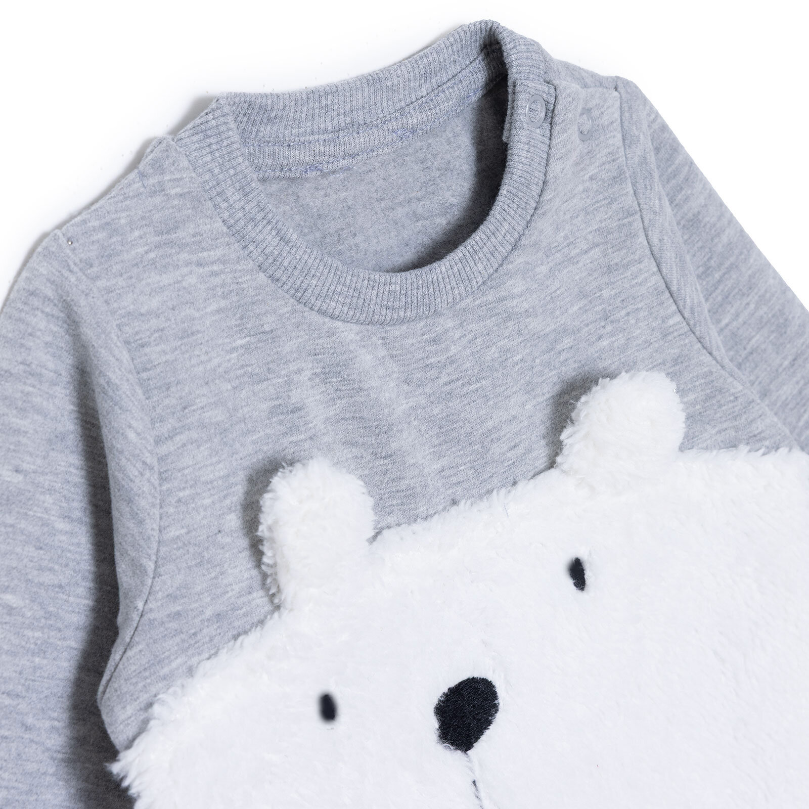 Unisex Yenidoğan Patikli Tulum İki İplik Bisiklet Yaka Uzun Kol Patikli Paça