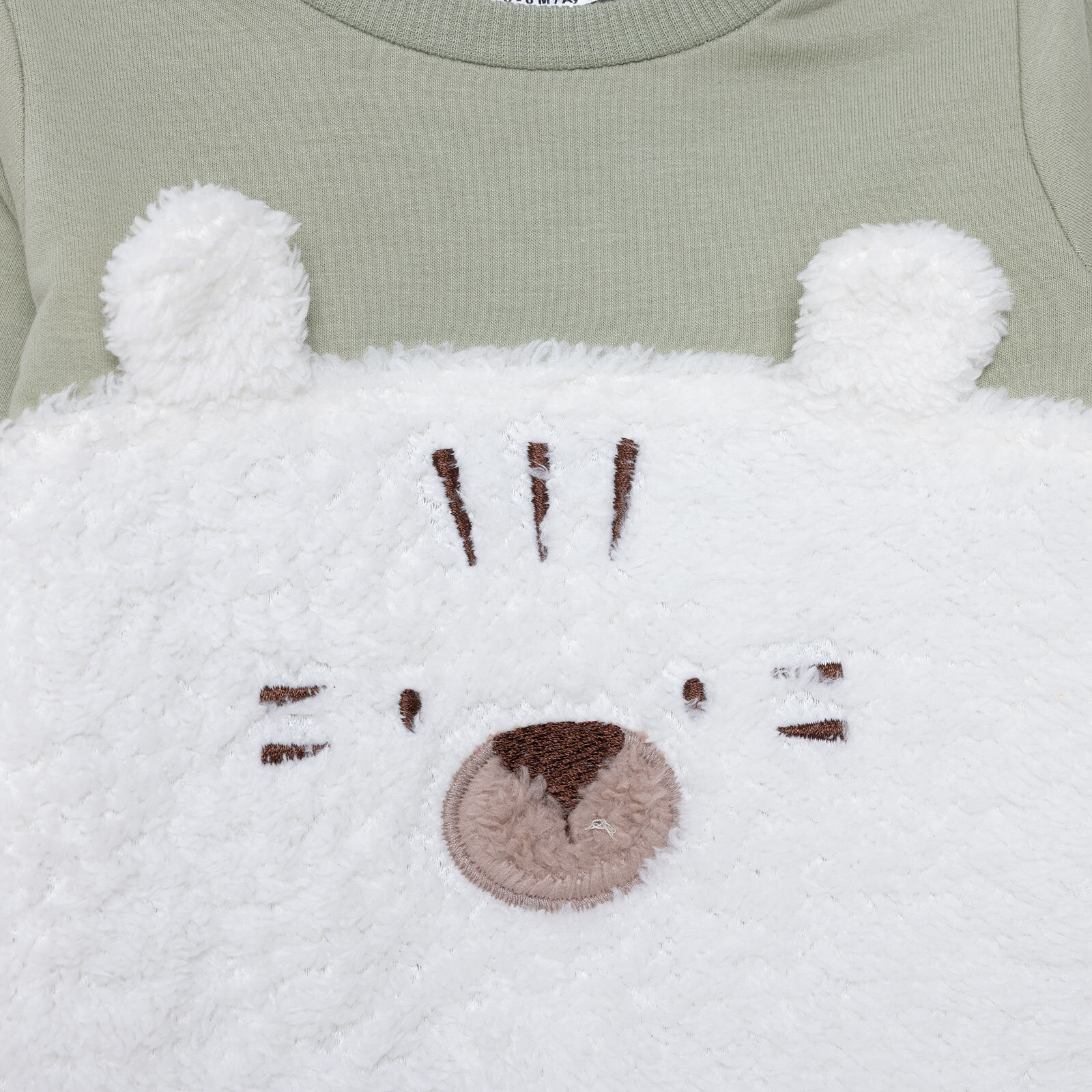 Unisex Yenidoğan Patikli Tulum İki İplik Bisiklet Yaka Uzun Kol Patikli Paça