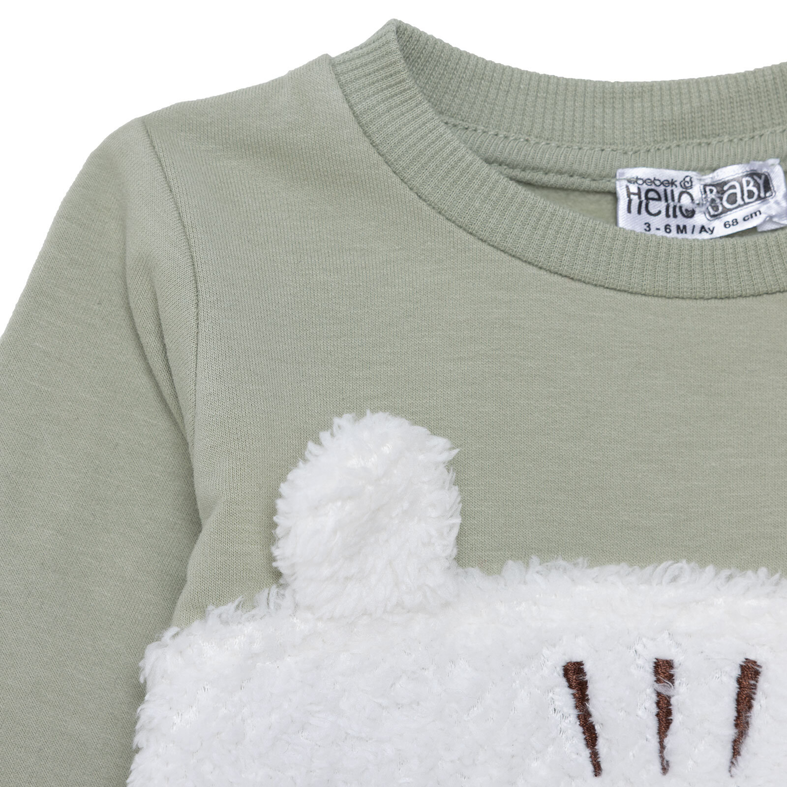 Unisex Yenidoğan Patikli Tulum İki İplik Bisiklet Yaka Uzun Kol Patikli Paça