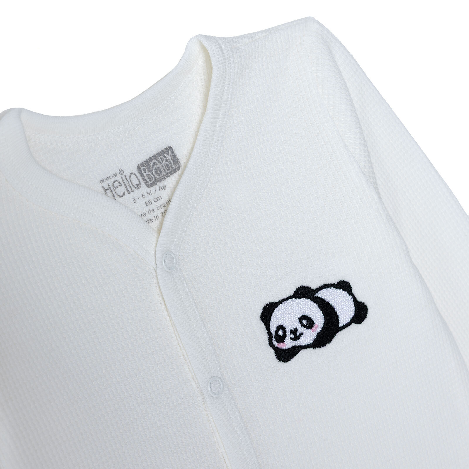 Unisex Yenidoğan Patiksiz Tulum waffle Kumaş Bisiklet Yaka Uzun Kol Patiksiz Paça