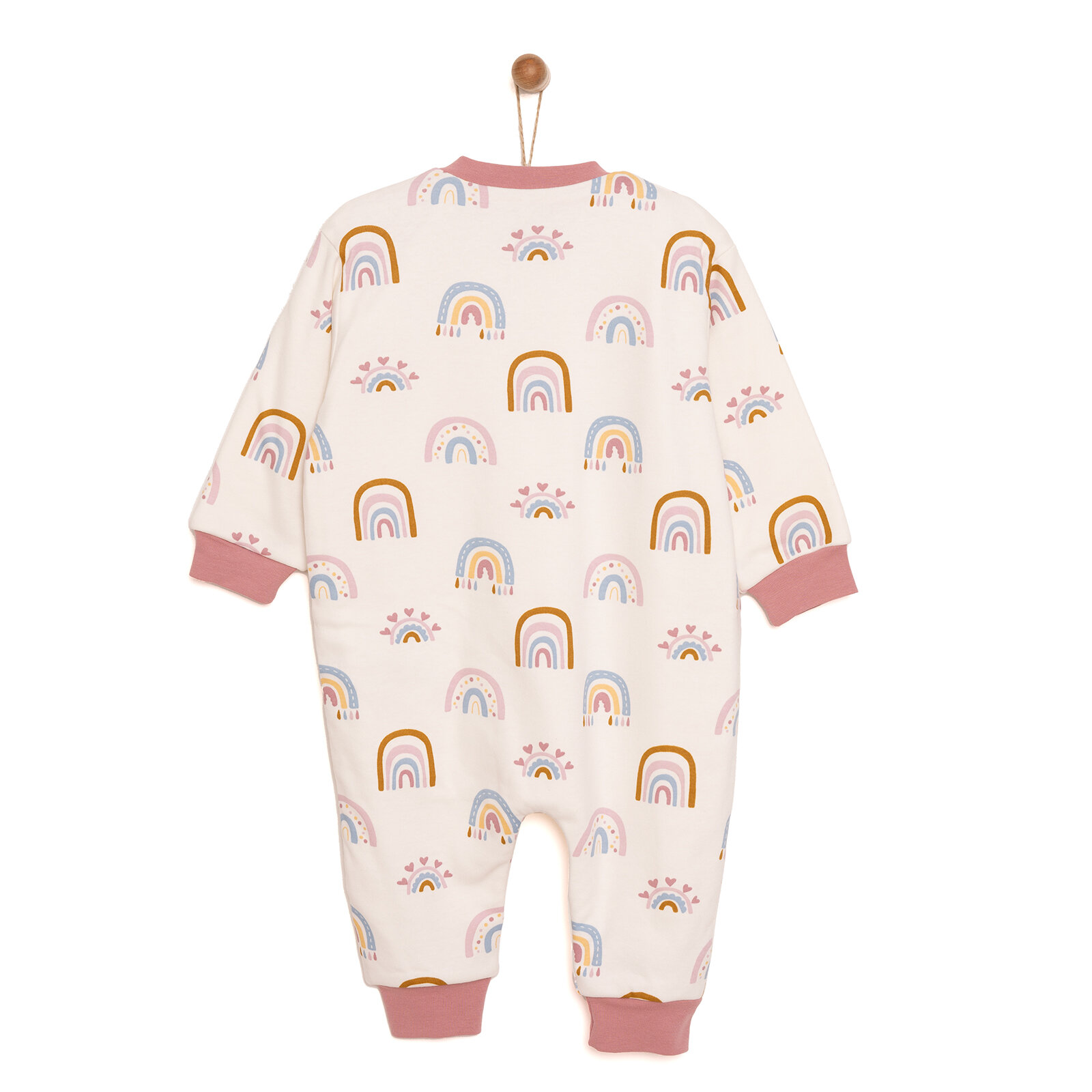 Kız Bebek Uyku Tulum İnterlok Fermuarlı 1  Tog Bisiklet Yaka Uzun Kol Ekru