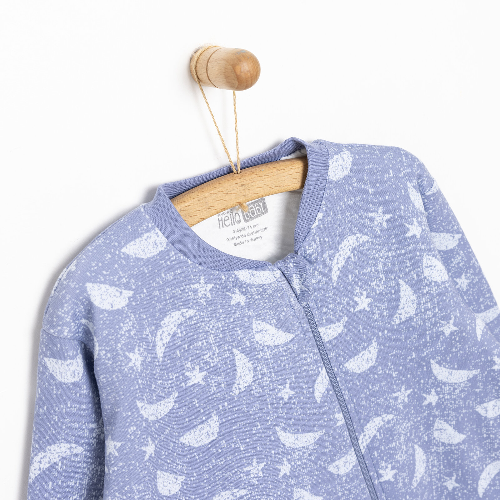 Kız Bebek Uyku Tulum İnterlok Fermuarlı 1  Tog Bisiklet Yaka Uzun Kol