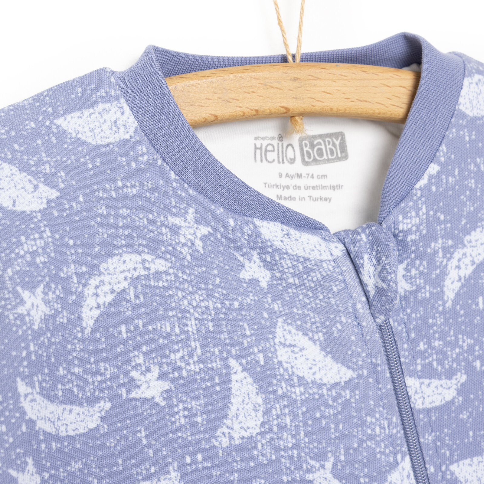 Kız Bebek Uyku Tulum İnterlok Fermuarlı 1  Tog Bisiklet Yaka Uzun Kol