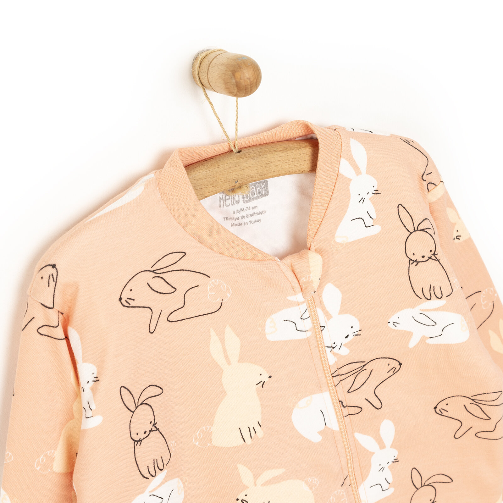 Kız Bebek Uyku Tulum İnterlok Fermuarlı 1  Tog Bisiklet Yaka Uzun Kol