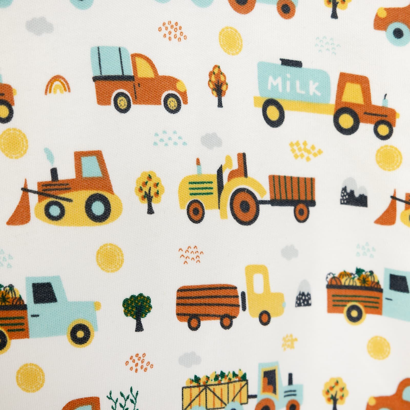 Erkek Bebek Uyku Tulum Araba Desenli İnterlok Fermuarlı 2 Tog Bisiklet Yaka Uzun Kol Bej