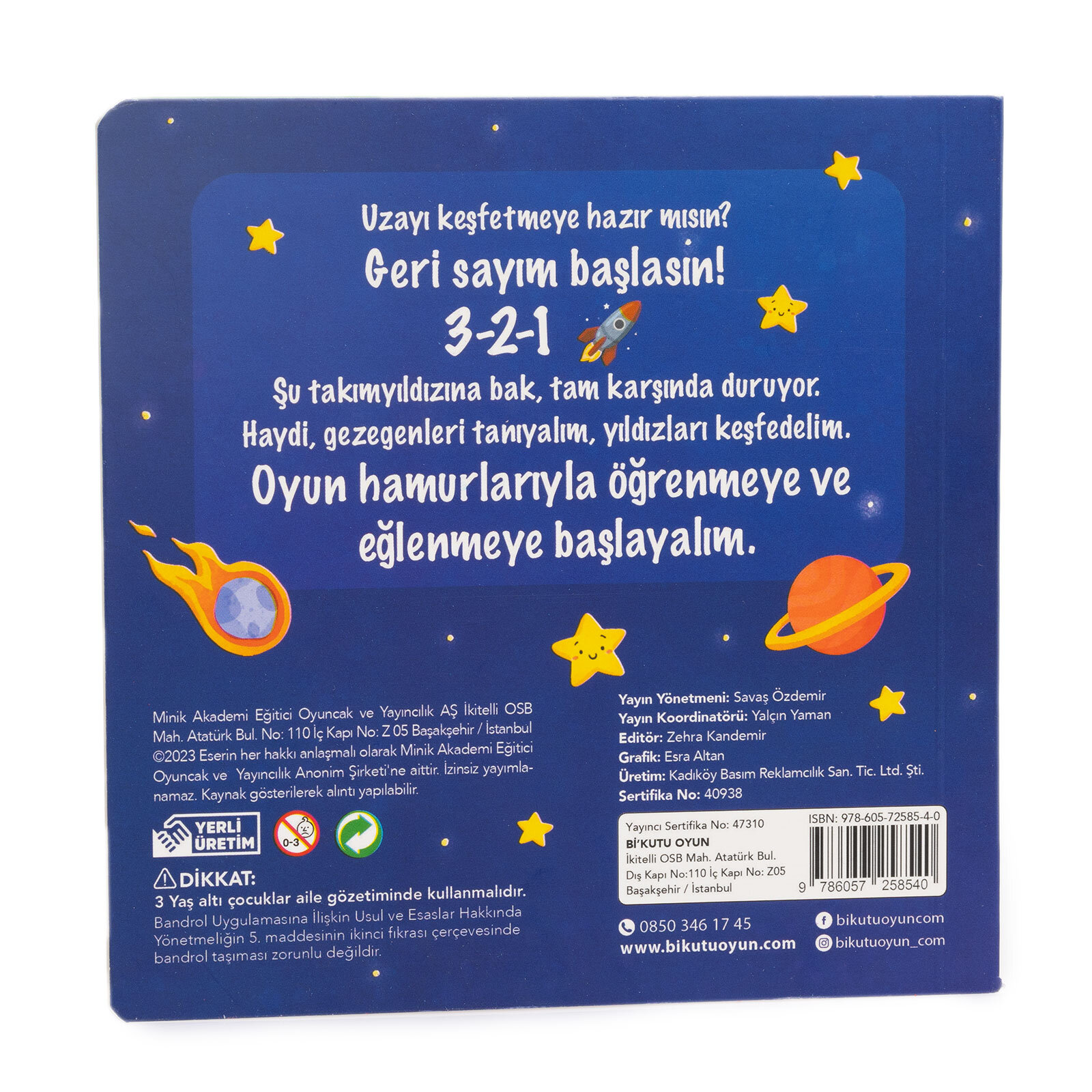 &nbsp;Uzay Aktivite Kitabı ve 3x50gr Hamur Hediyeli