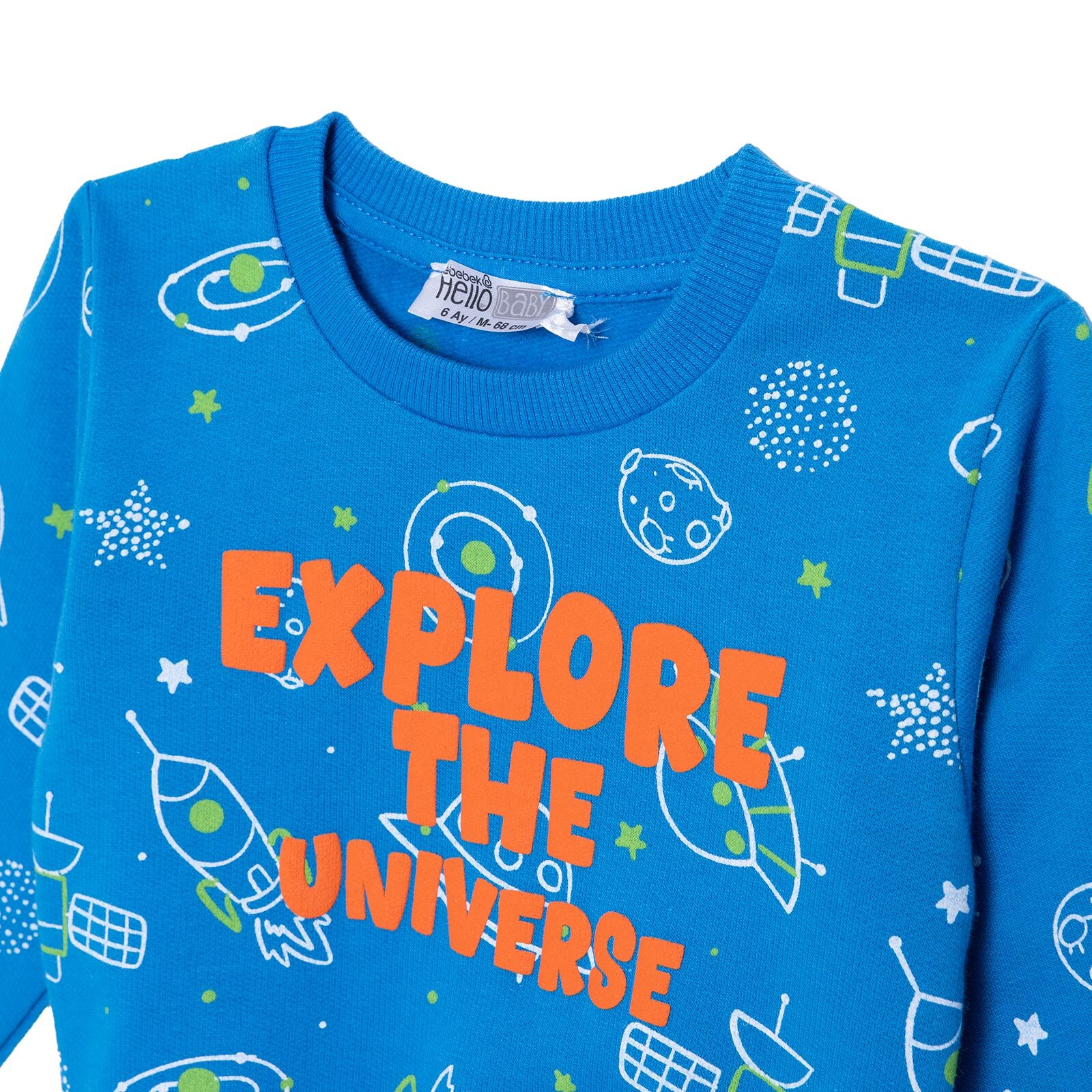 Uzay Baskılı Sweatshirt Erkek Bebek