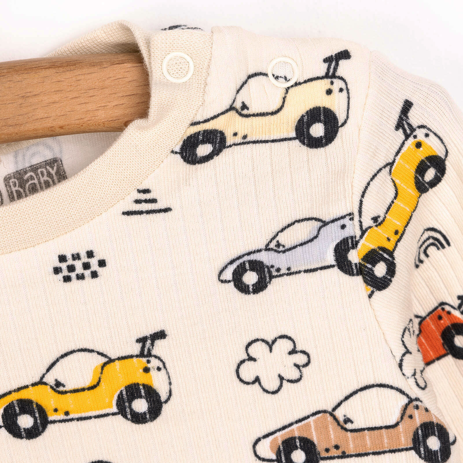 Uzun Kol Kaşkorse Araba Desenli Bisiklet Yaka Pijama Takımı