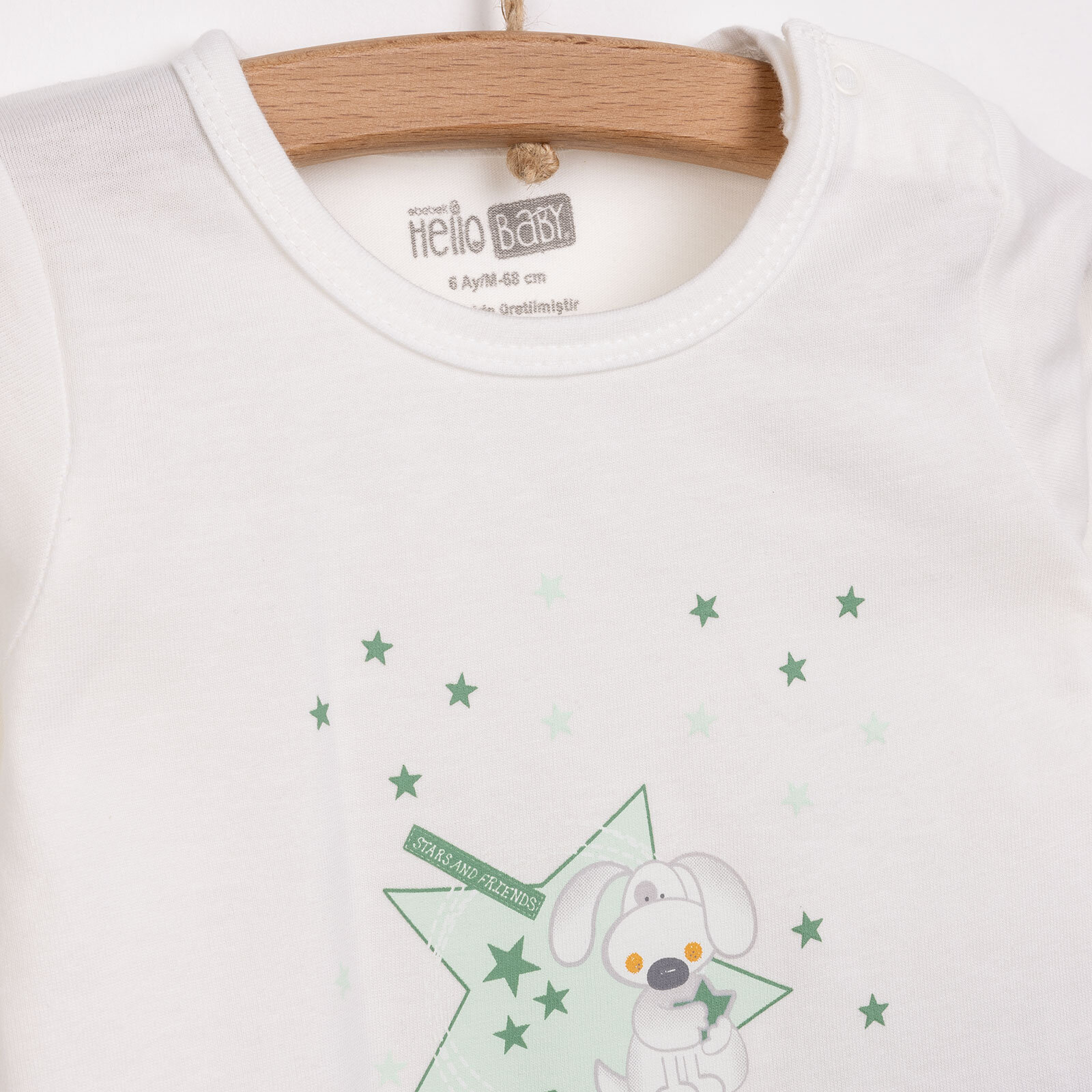 Uzun Kol Köpek Desenli Bisiklet Yaka Pijama Takımı