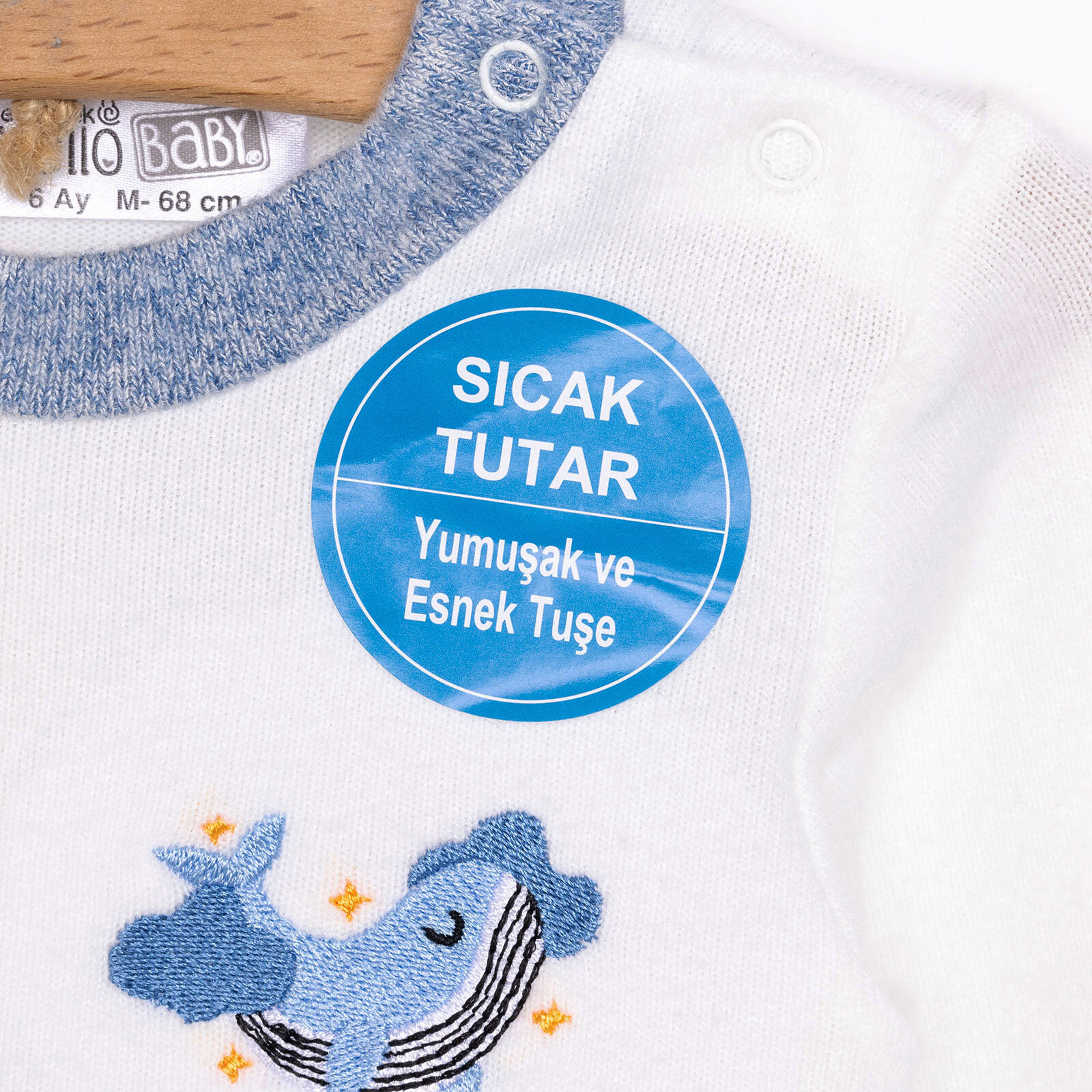 Erkek Bebek Pijama Takım Fırçalı Süprem Çıtçıtlı Bisiklet Yaka Uzun Kol Ekru
