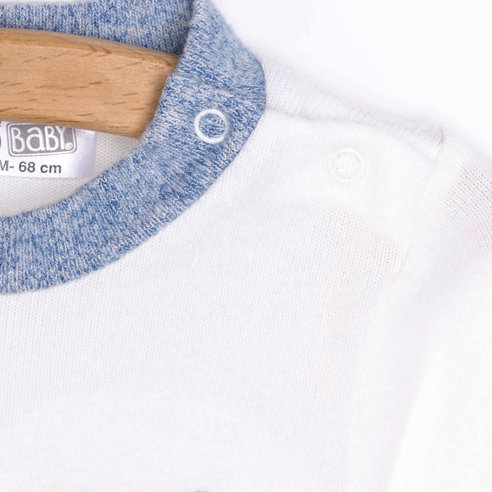 Erkek Bebek Pijama Takım Fırçalı Süprem Çıtçıtlı Bisiklet Yaka Uzun Kol Ekru