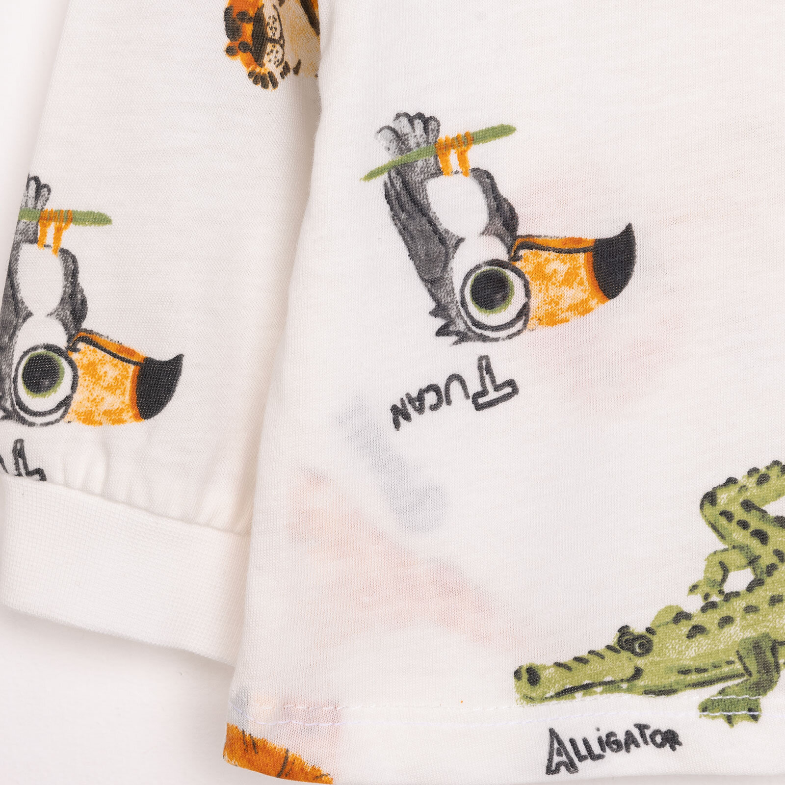 Uzun Kol Safari Desenli Bisiklet Yaka Pijama Takımı