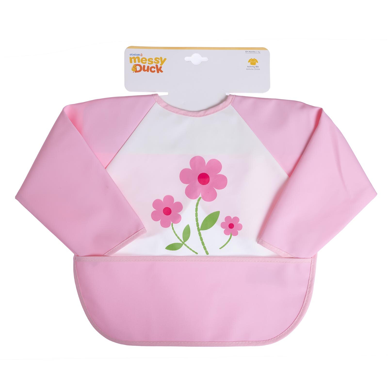 Uzun Kollu Poli Mama Önlük - Çiçek