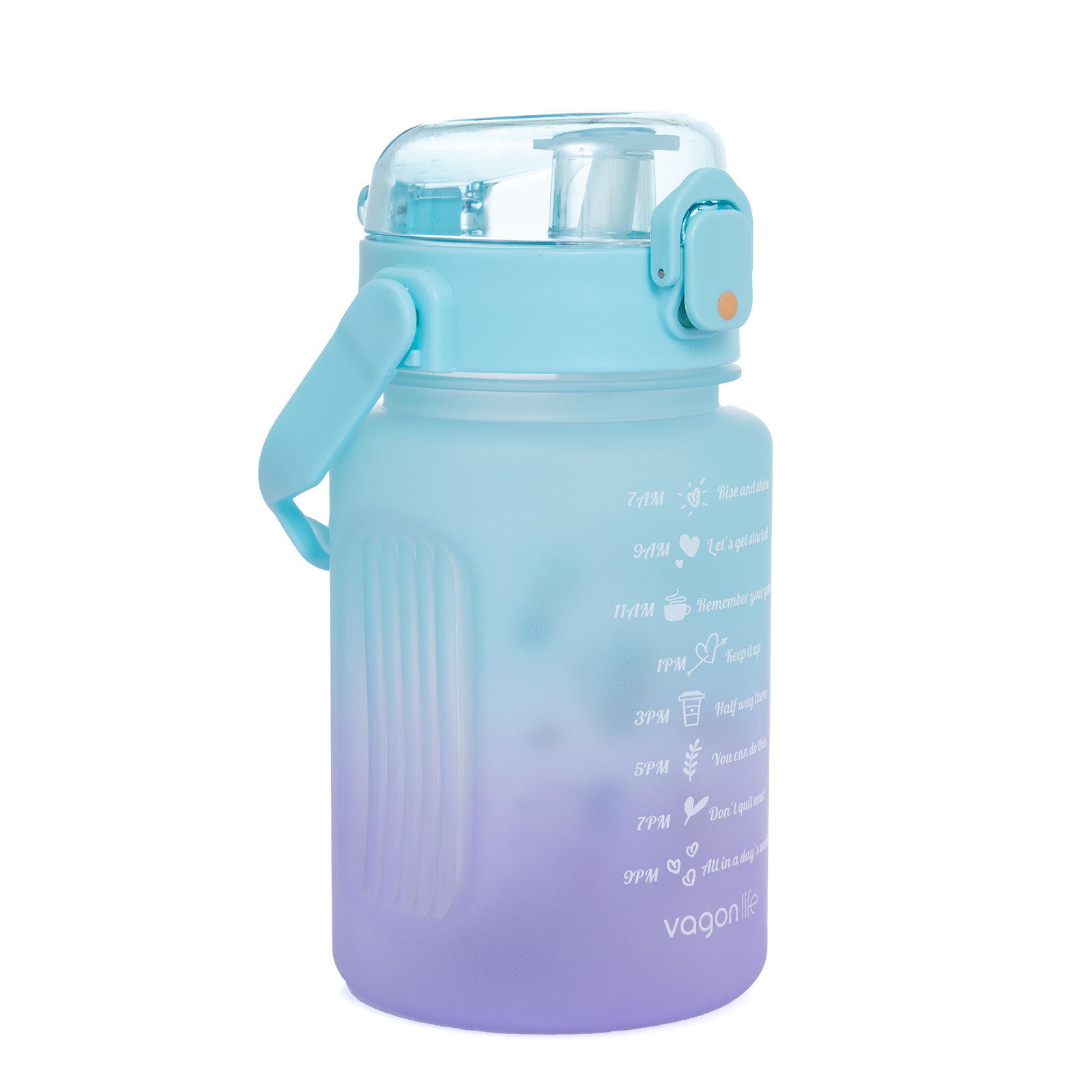 VAGONLİFE 1000 ML SOFT-TOUCH MOTİVASYON SU MATARASI MAVİ-PEMBE