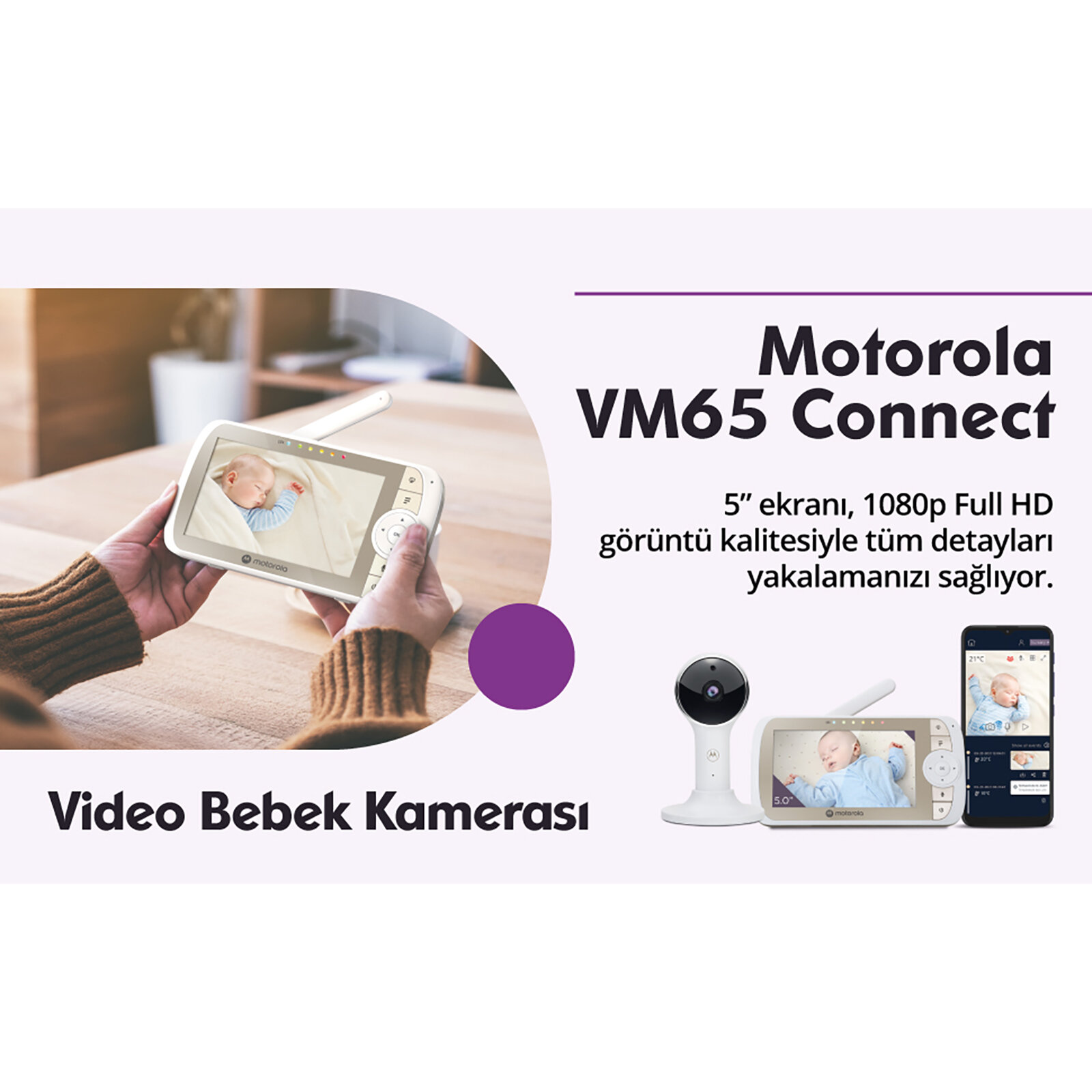 VM65 FHD Wifi CONNECT Bebek Kamerası 5 inç LCD