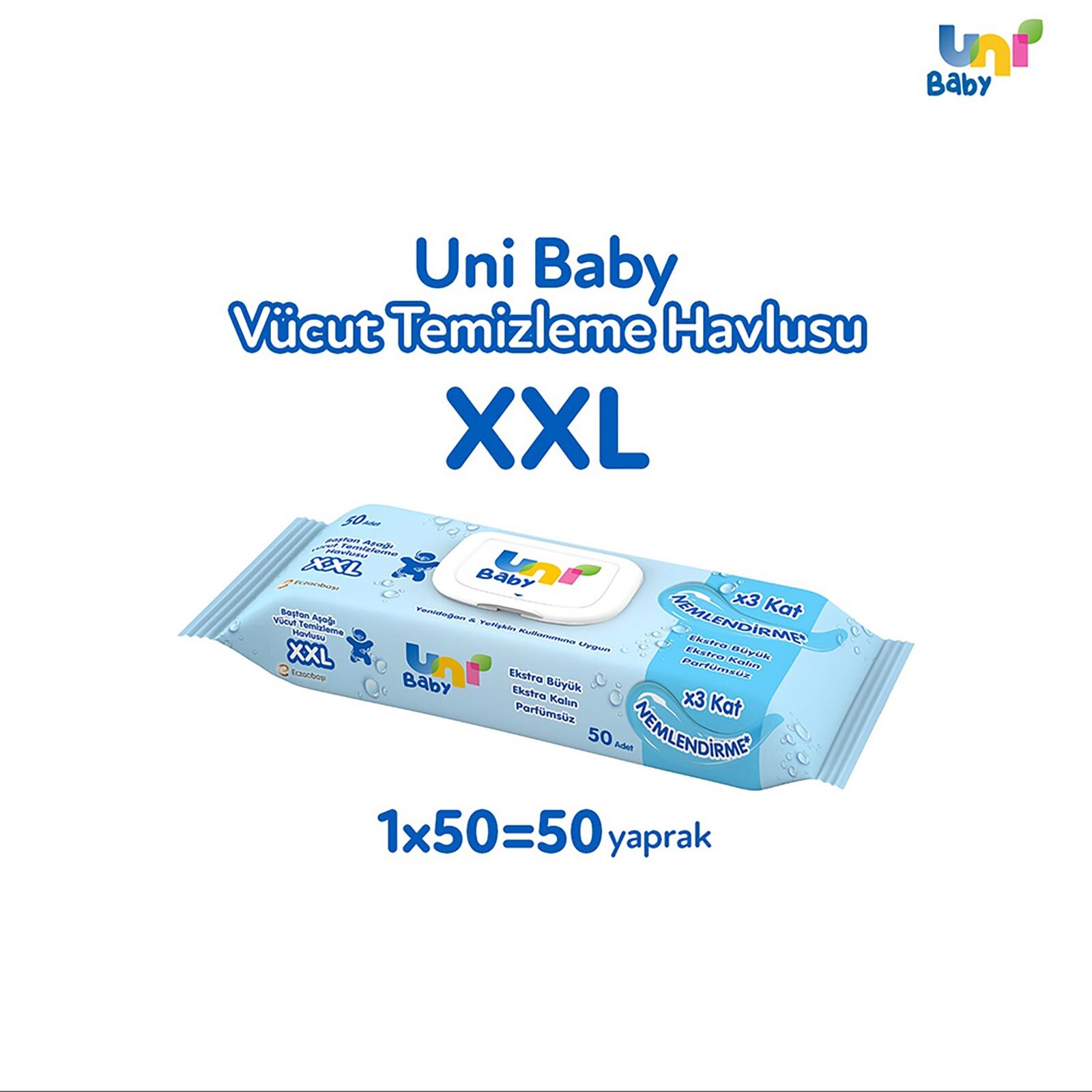 Vücut Temizleme Mendili 50 Yaprak XXL