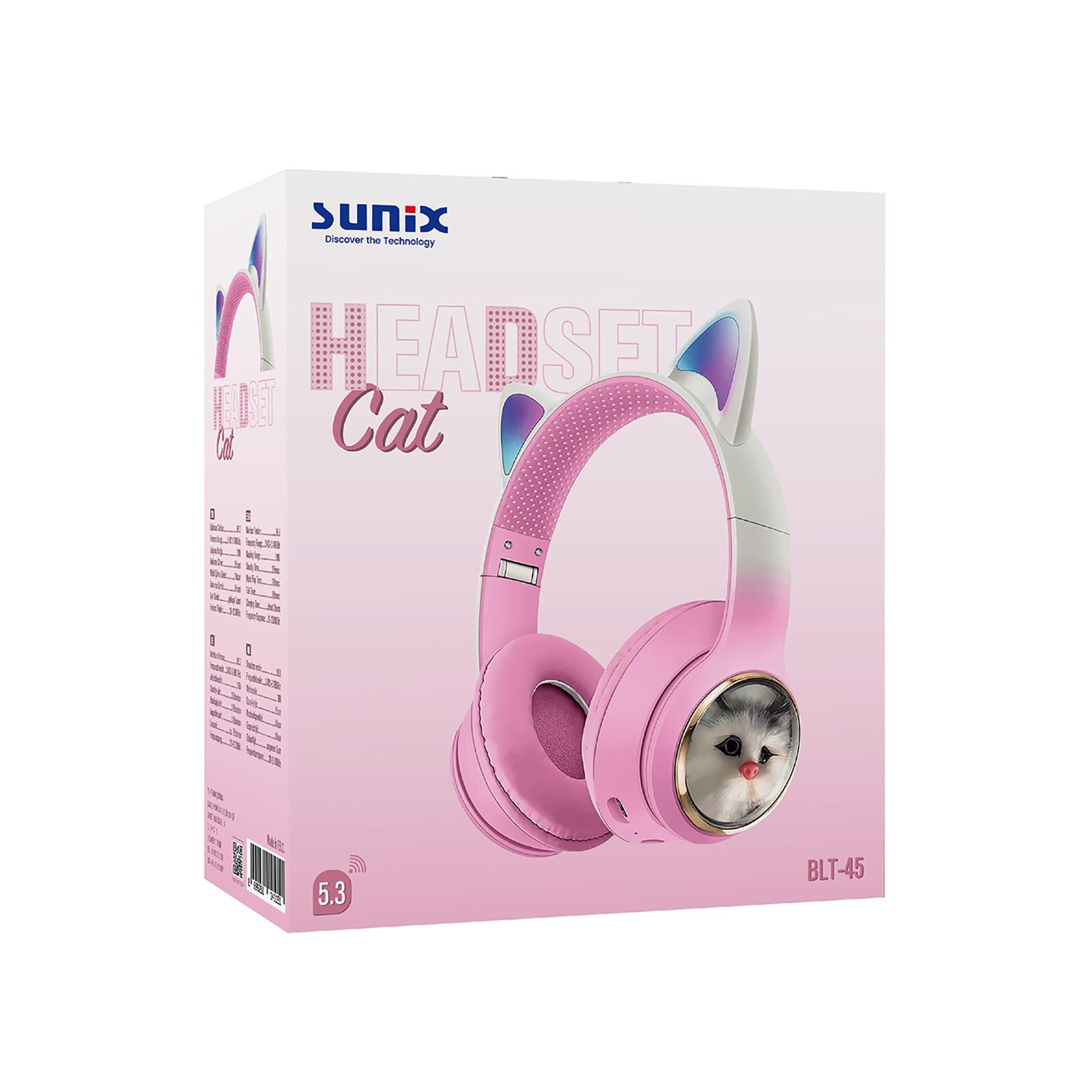 &nbsp;Wireless 5.3 Stereo Peluş Kedili Kulak Üstü Bluetooth Kulaklık Pembe BTL-45