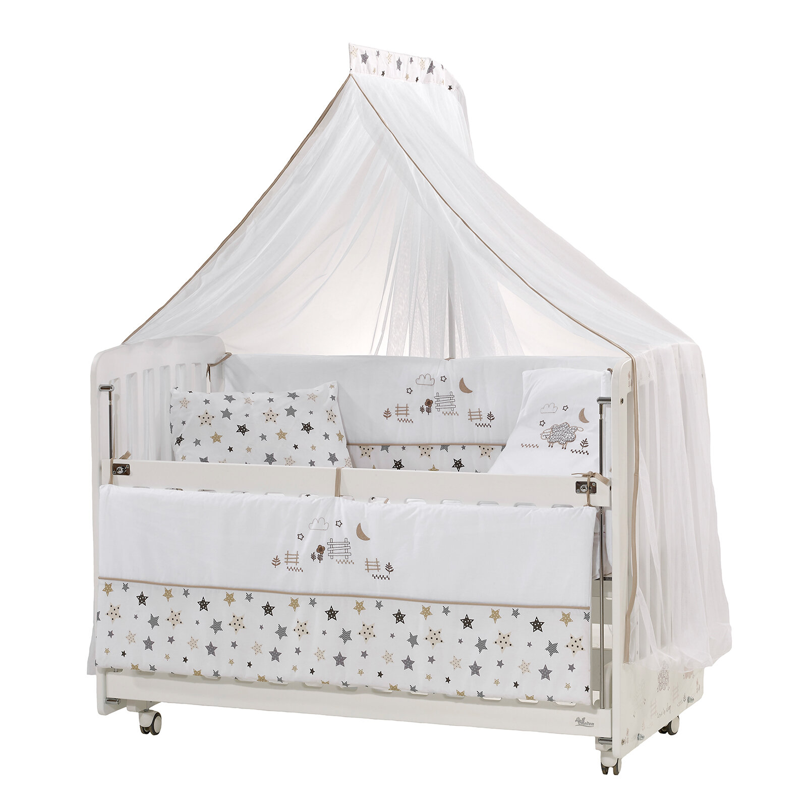 Woody Anne Yanı Ahşap Sallanır ve Asansörlü Beşik Beşik 60x120 cm