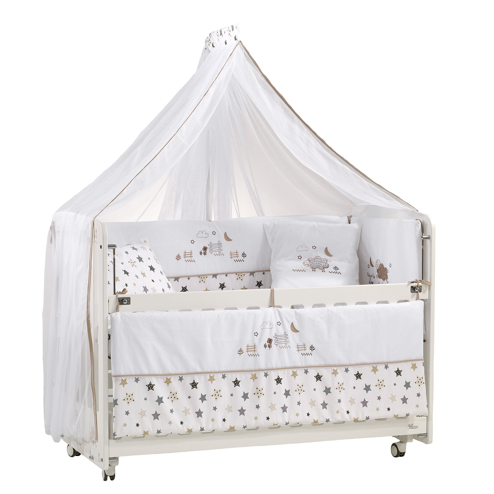 Woody Anne Yanı Ahşap Sallanır ve Asansörlü Beşik Beşik 60x120 cm