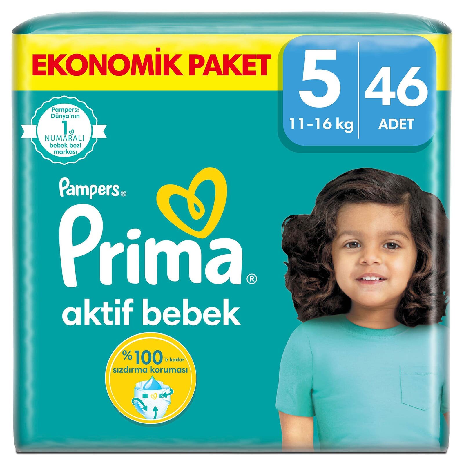 Bebek Bezi Aktif Bebek 5 Beden Junior Ekonomik Paket 11-16 kg 46 Adet